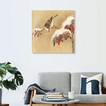 Posterlounge Acrylglasbild Ohara Koson, Ein Spatz auf einem Vogelbeerenstrauch, Malerei
