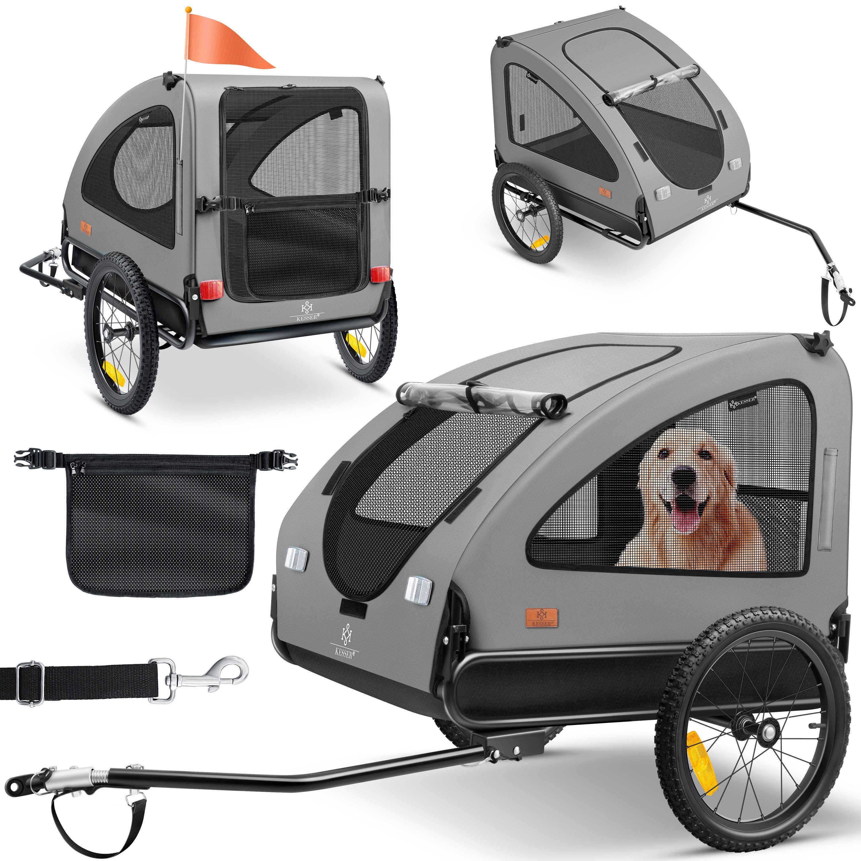 KESSER Fahrradhundeanhänger, Hundeanhänger Boxer 2-in-1 Hundebuggy Fahrradanhänger groß