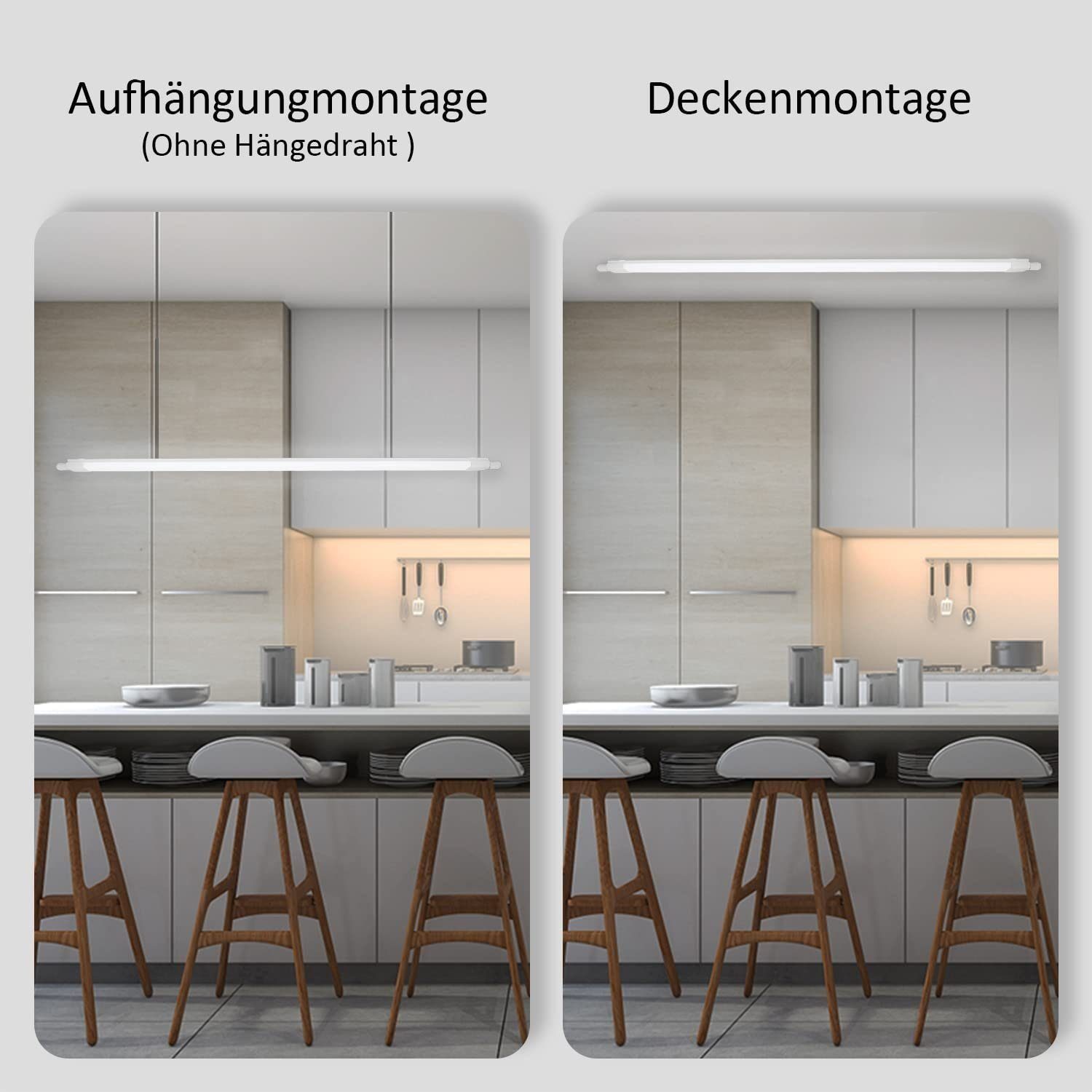 Nettlife LED Deckenleuchte LED Werkstattlampe LED fest integriert Neutralweiß Kellerlampe, LED fest integriert, Neutralweiß, für Küche Wohnzimer Büro Warenhaus Flur Garage Esszimmer