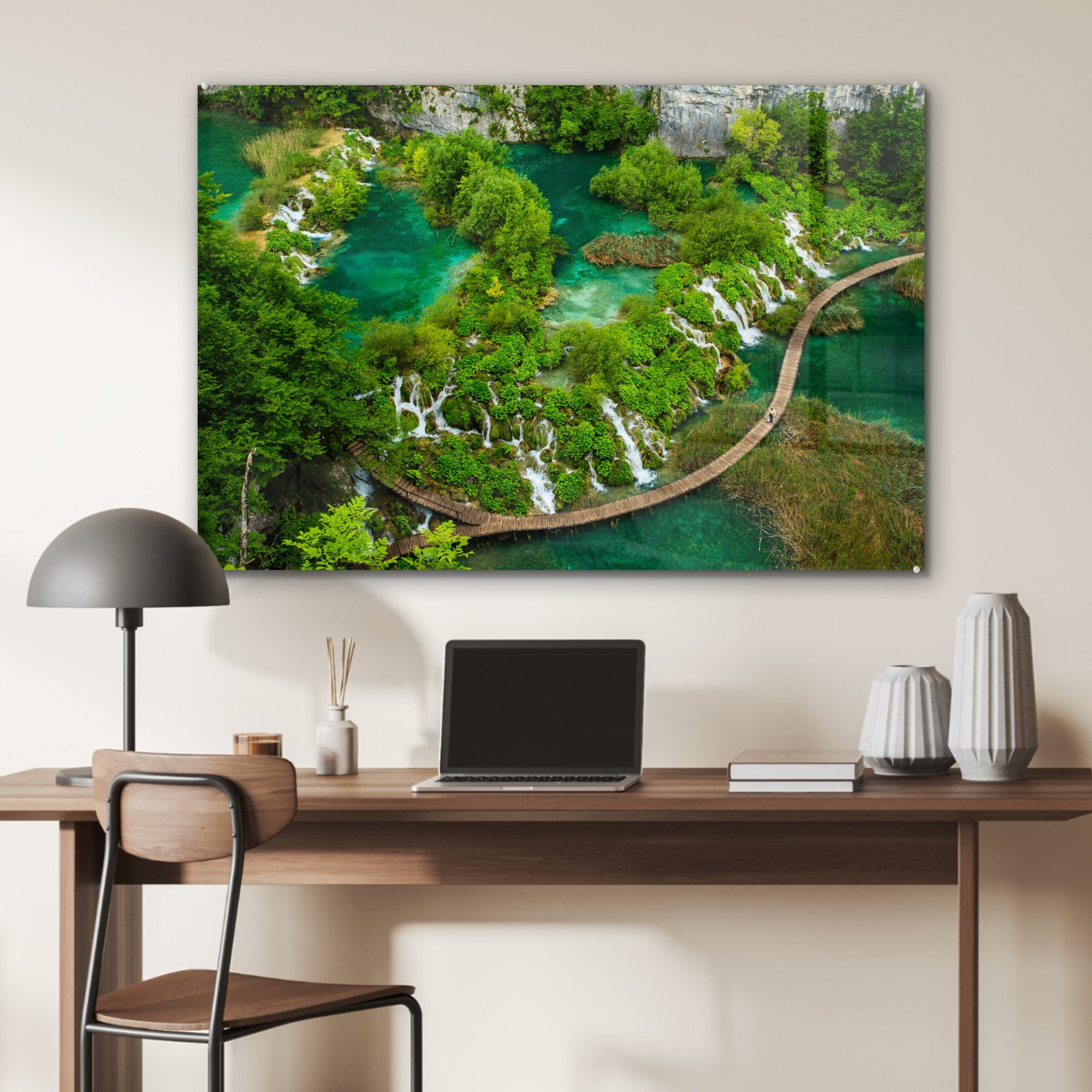 Blick Plitvicer (1 Wasserfälle Acrylglasbild Nationalpark Schlafzimmer & MuchoWow Acrylglasbilder St), auf im Kroatien, Wohnzimmer in Seen