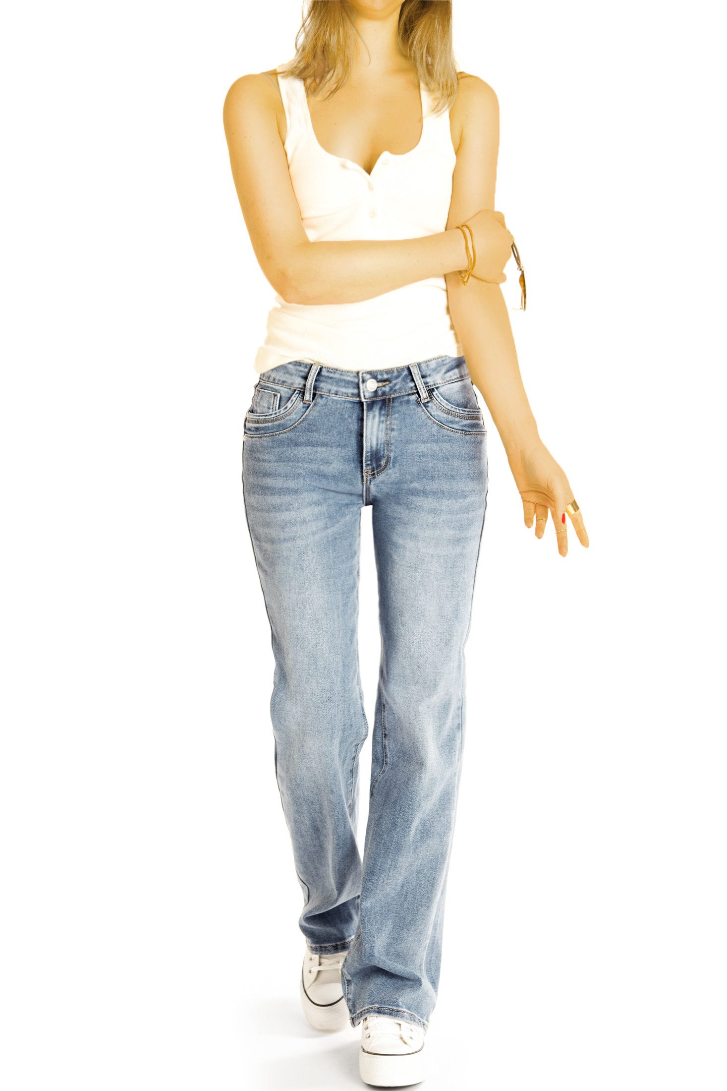 be styled Bootcut-Jeans Bootcut Jeanshose loose fit Hose mid waist Schlagjeans - Damen - j40k