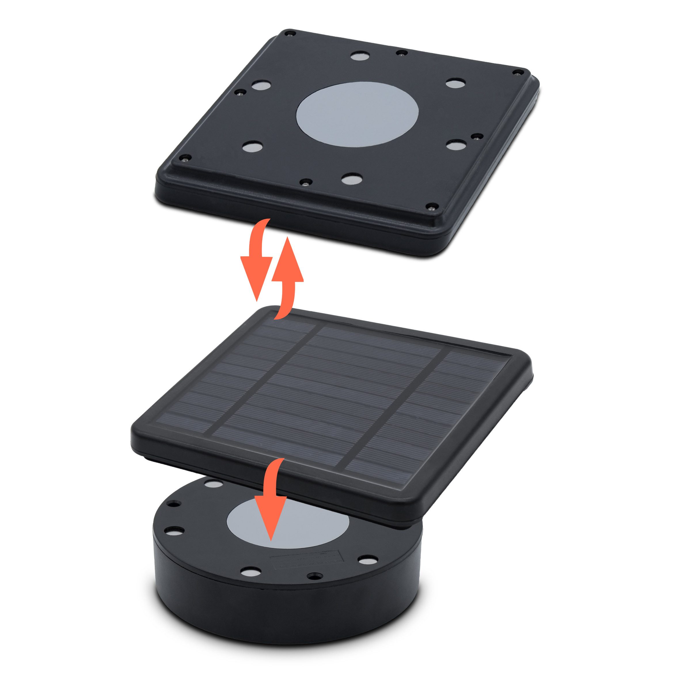 Spetebo LED Solarleuchte LED Solar Magnet Pavillon Leuchte schwarz mit Fernbedienung - Ø 12 cm, 3, LED fest integriert, warmweiß, Gartenschirm Beleuchtung mit 3 Helligkeitsstufen