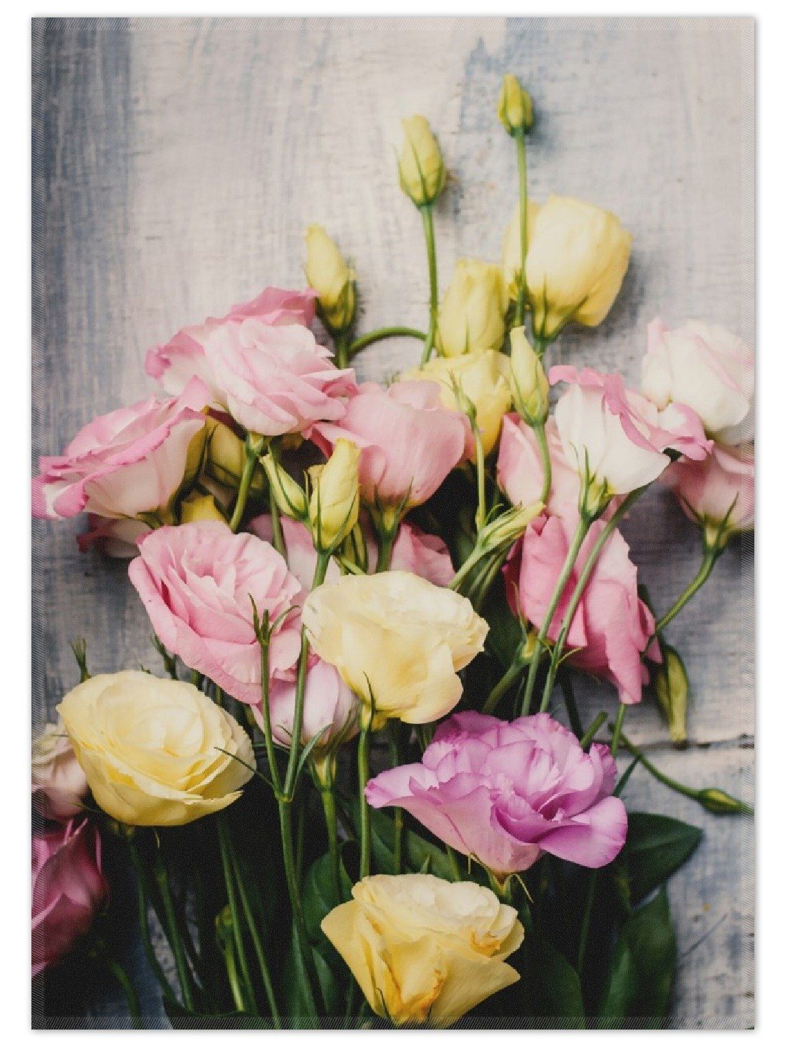 Teppich Gelbe und rosane Rosen, Wallario, rechteckig, rutschfest