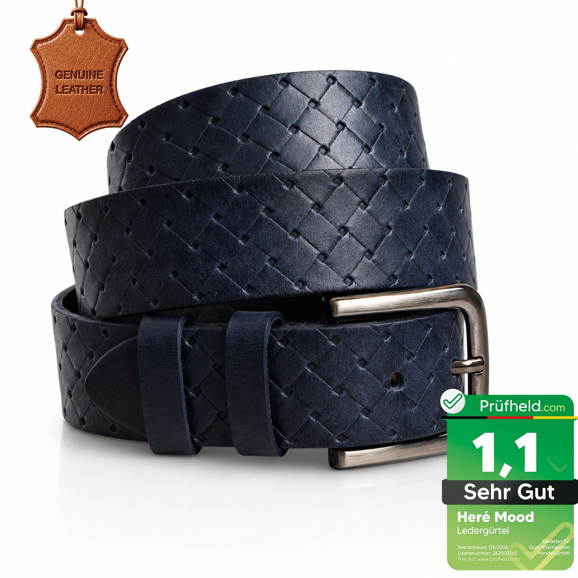herémood Ledergürtel Gürtel Herren 4cm breit Ledergürtel Jeans Premium Geschenke für Männer (100 % Echtleder Gürtel handgefertigt, hochwertig verarbeitet, kürzbar, 1-St., Blau 130 cm – 4 cm breit – echtes, robustes Büffelleder, langlebig) Ledergürtel Herren Blau – robust & edel, ideales Herrengeschenk
