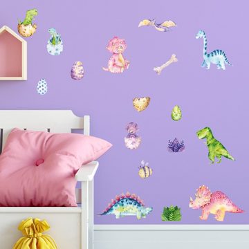 Sunnywall Wandtattoo Dinosaurier Kids - Wandtattoo Kinderzimmer Baby (6 St), konturgeschnitten