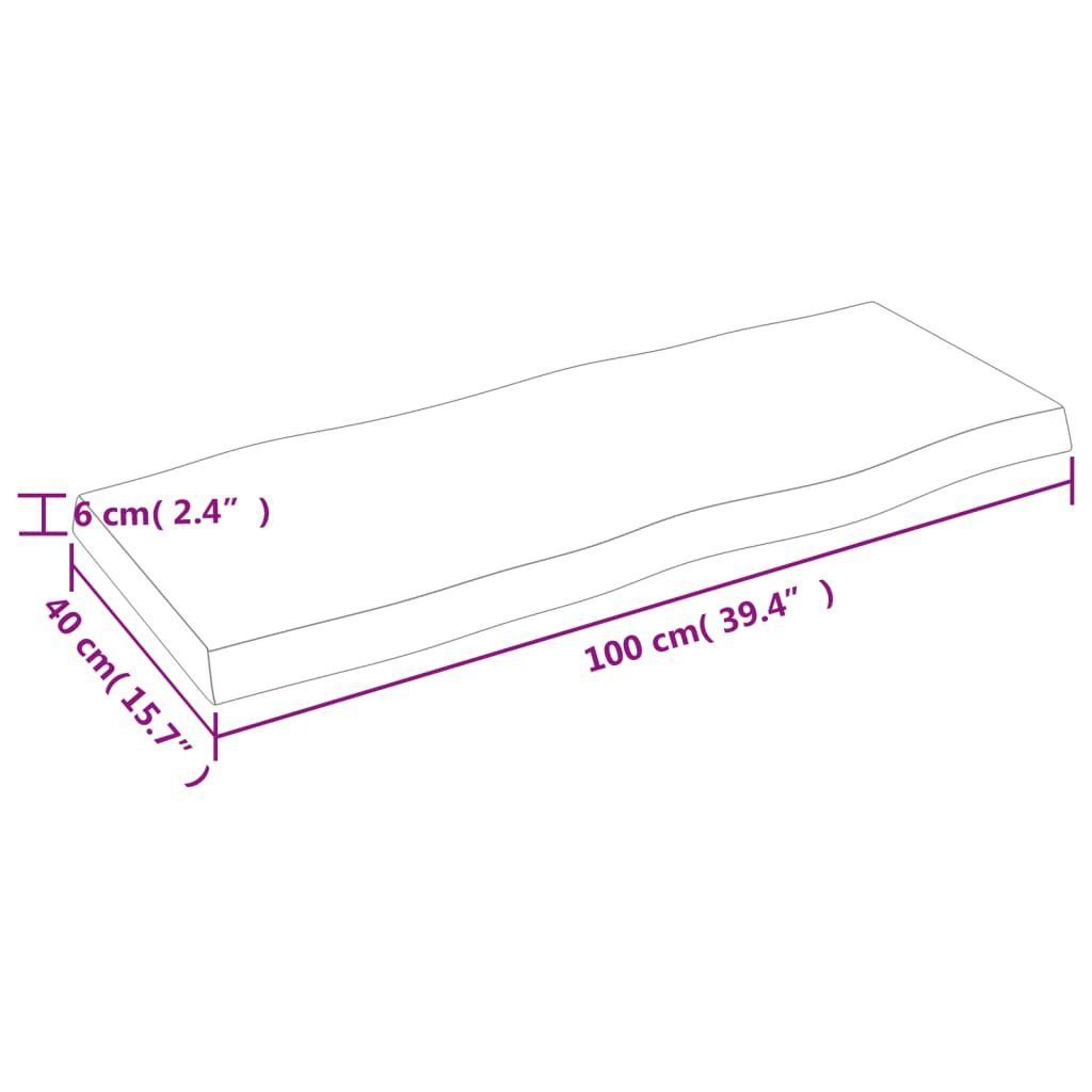 Tischplatte cm St) furnicato Massivholz 100x40x(2-6) (1 Unbehandelt Baumkante