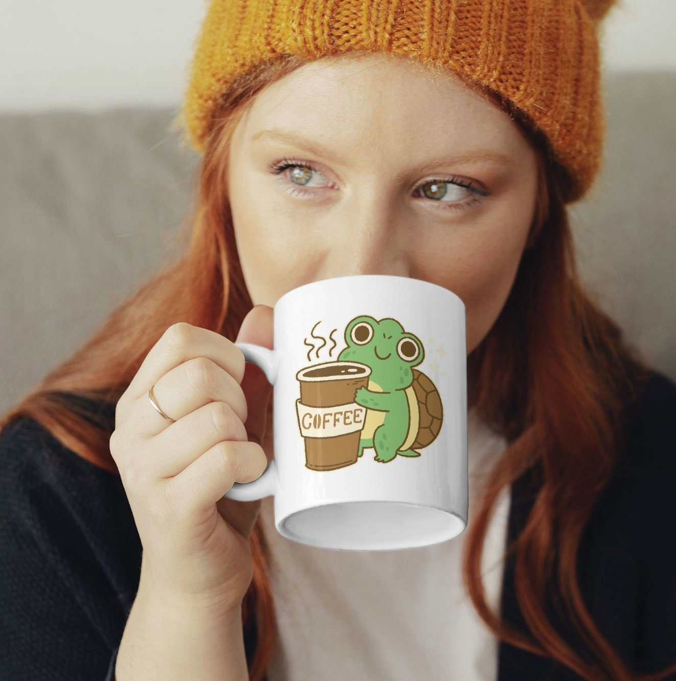WS-Trend Tasse Schildkröte Turtle Kaffeetasse mit Motiv, Keramik, Geschenkidee 330 ml