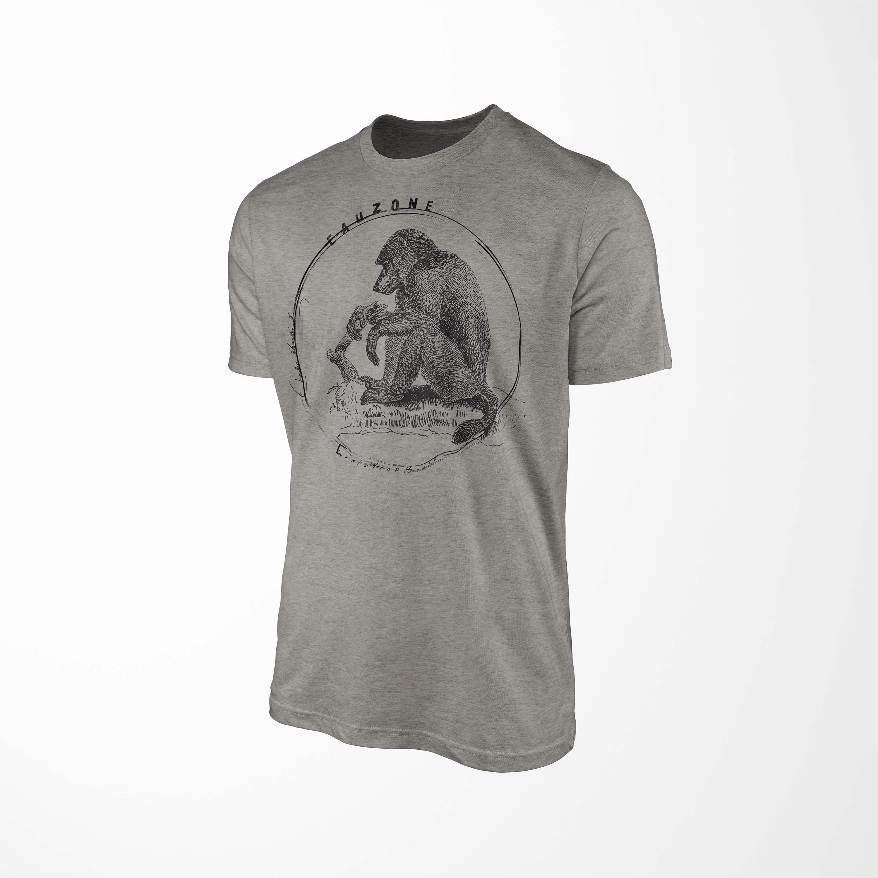 Sinus Art T-Shirt Evolution Pavian Herren T-Shirt Ash