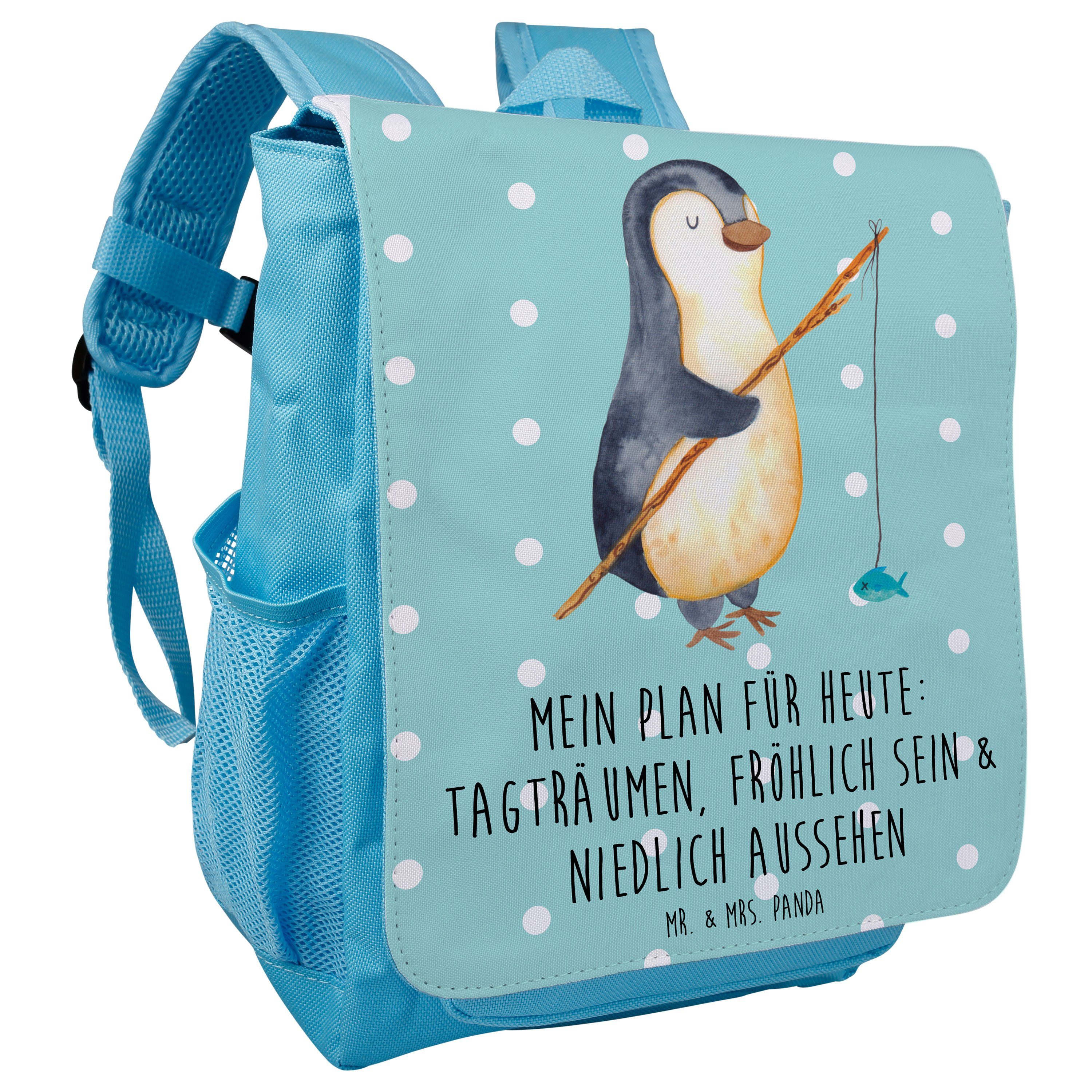 Mr. & Mrs. Panda Angler Pinguin - Kleiner Rucksack Türkis Kinderrucksack - Geschenk, Jungen Pastell