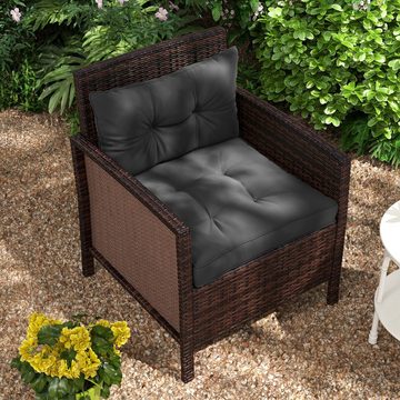 Outsunny Sitzkissen 2er-Set Gartenstuhlauflagen Sitzauflagen mit 10 cm dicken Polsterung, für Rattan- & Gartenmöbel, Polyester, Dunkelgrau