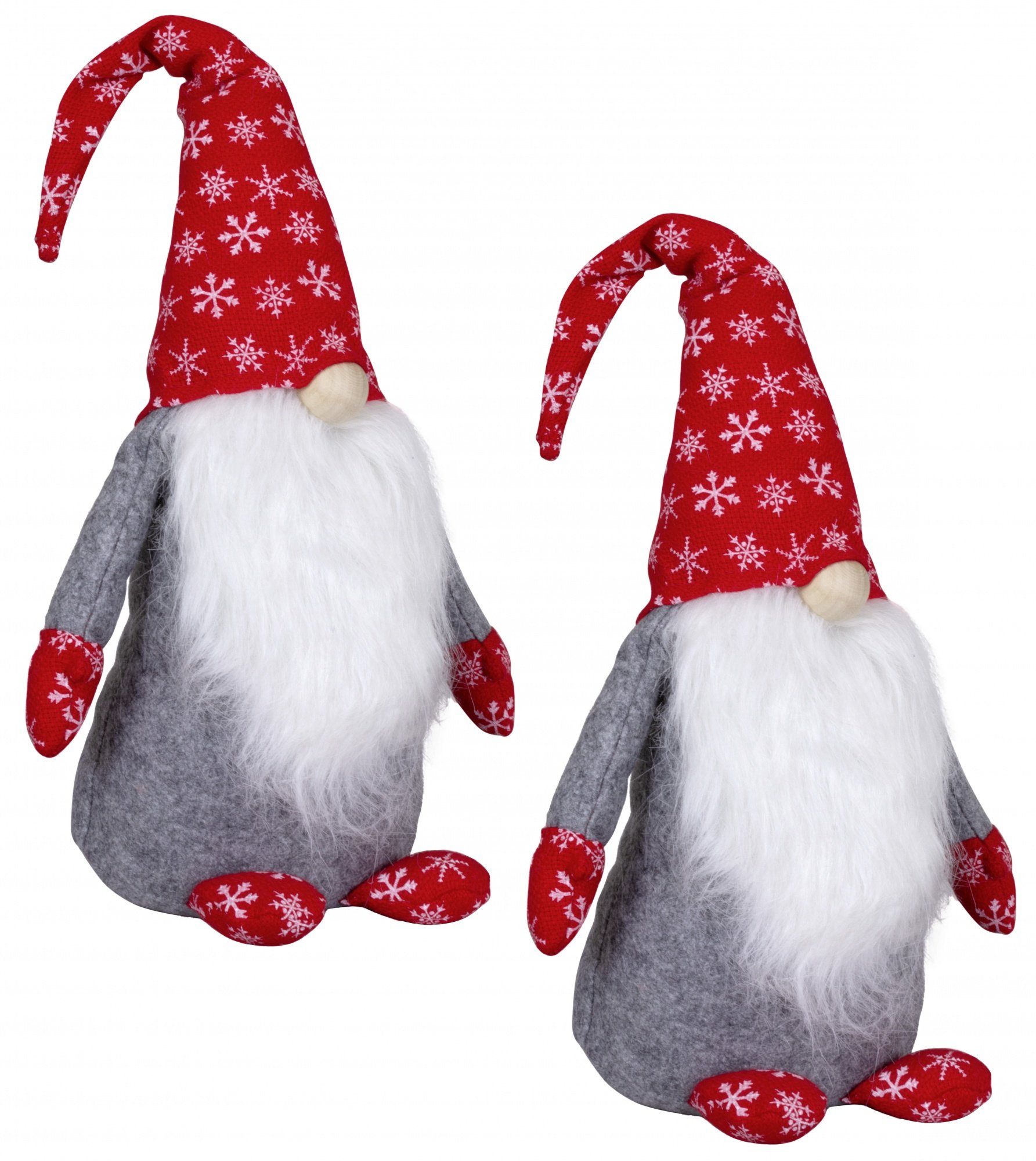 Christmas Paradise Weihnachtsfigur Wichtel 30cm (50cm) sitzend, Doppelpack (Dekofiguren, 2 St., im Set), Weihnachten, rot-grau