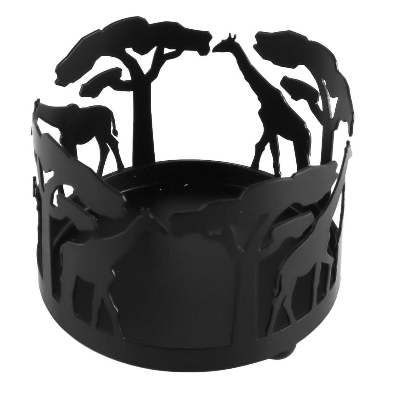 LuxusKollektion Kerzenständer Kerzenständer Giraffe Retro Schwarz Metall (1 St)