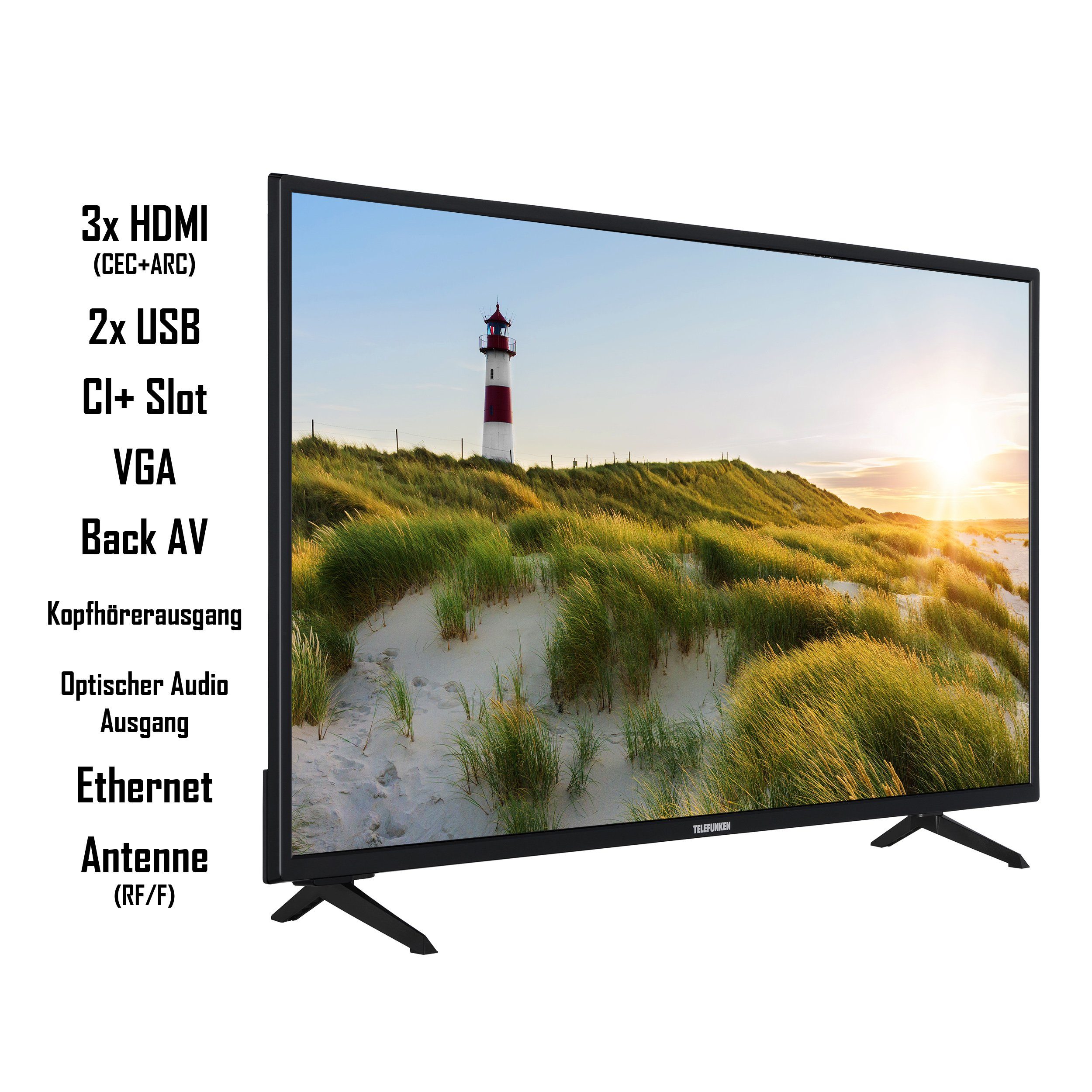 Telefunken XF40SN550S LCD-LED Fernseher (102 cm/40 Zoll, Full HD, Smart TV,  HDR, Triple-Tuner, 6 Monate HD+ inkl)