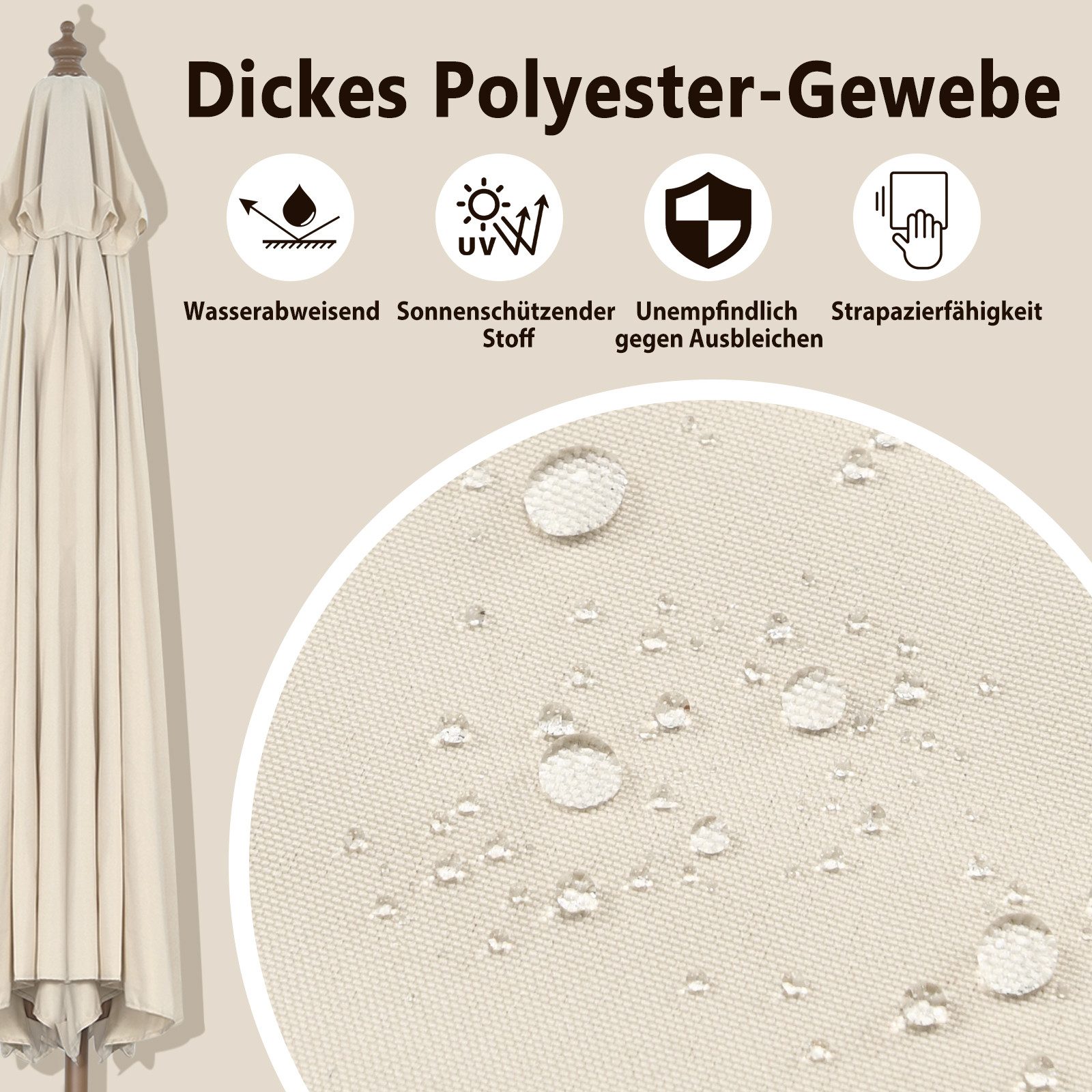 COSTWAY Sonnenschirm, Ø270/Ø300cm Balkonschirm, neigbar, UV-beständig günstig online kaufen