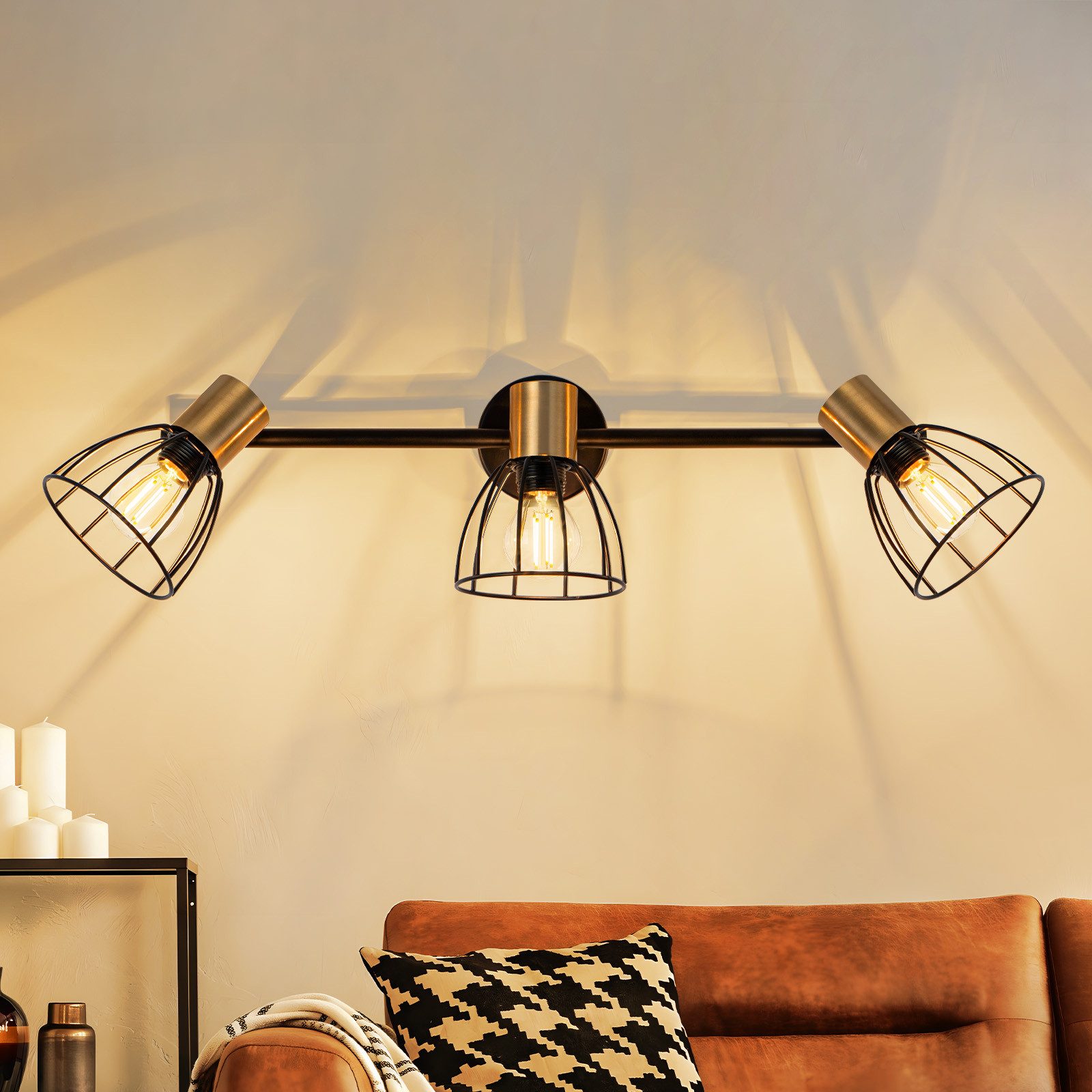 ZMH Wandleuchte für innen Vintage Wandlampe E14 Wand Schwarz Wandbeleuchtung, ohne Leuchtmittel