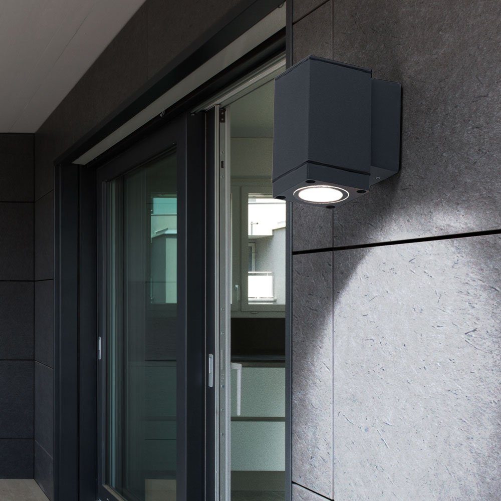 V-TAC Außen-Wandleuchte, Leuchtmittel nicht inklusive, DOWN Strahler Außen Wand Balkon Terrassen Design Glas Aluminium Lampe