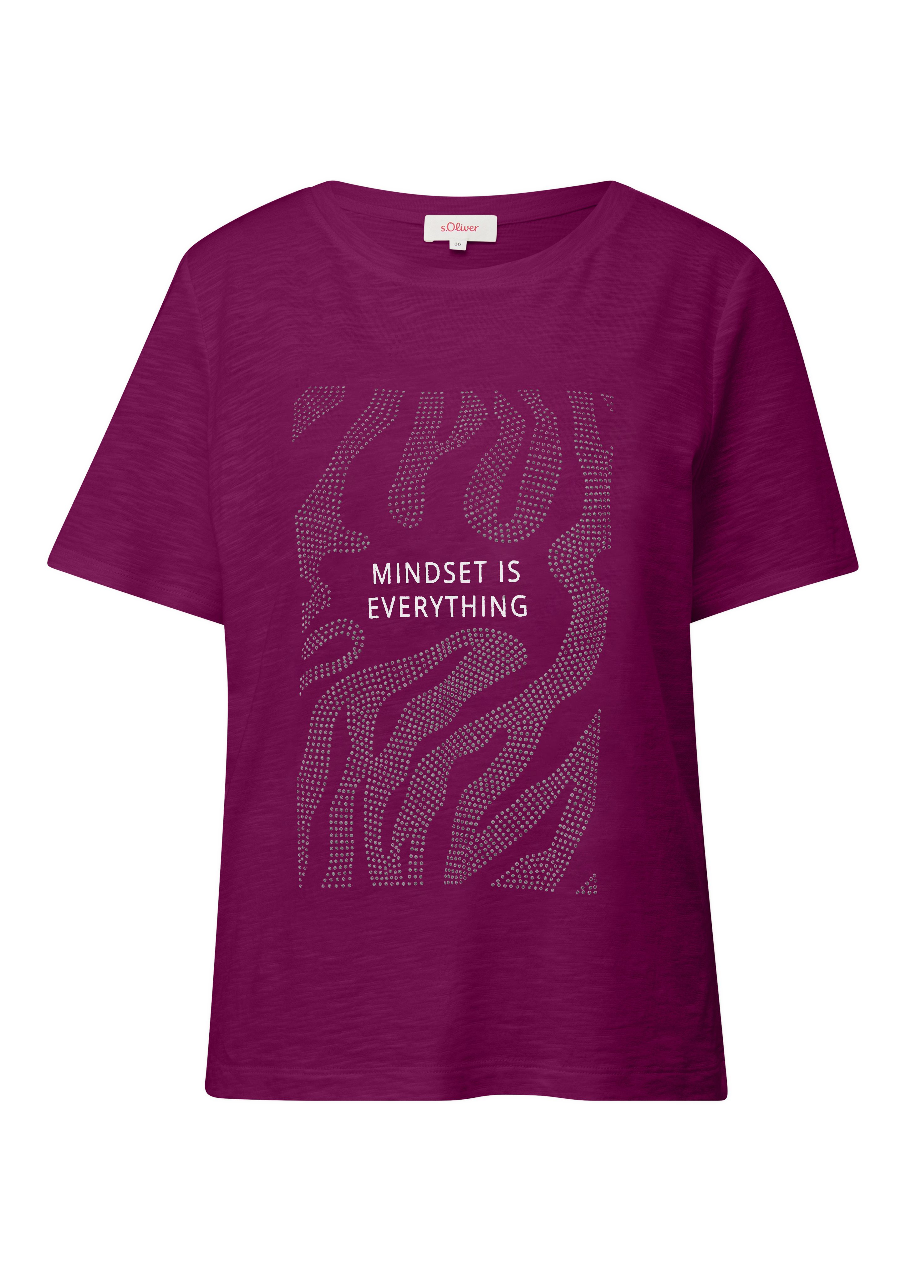 s.Oliver Kurzarmshirt Flammgarnshirt mit Schmucksteinen Schmucksteine günstig online kaufen
