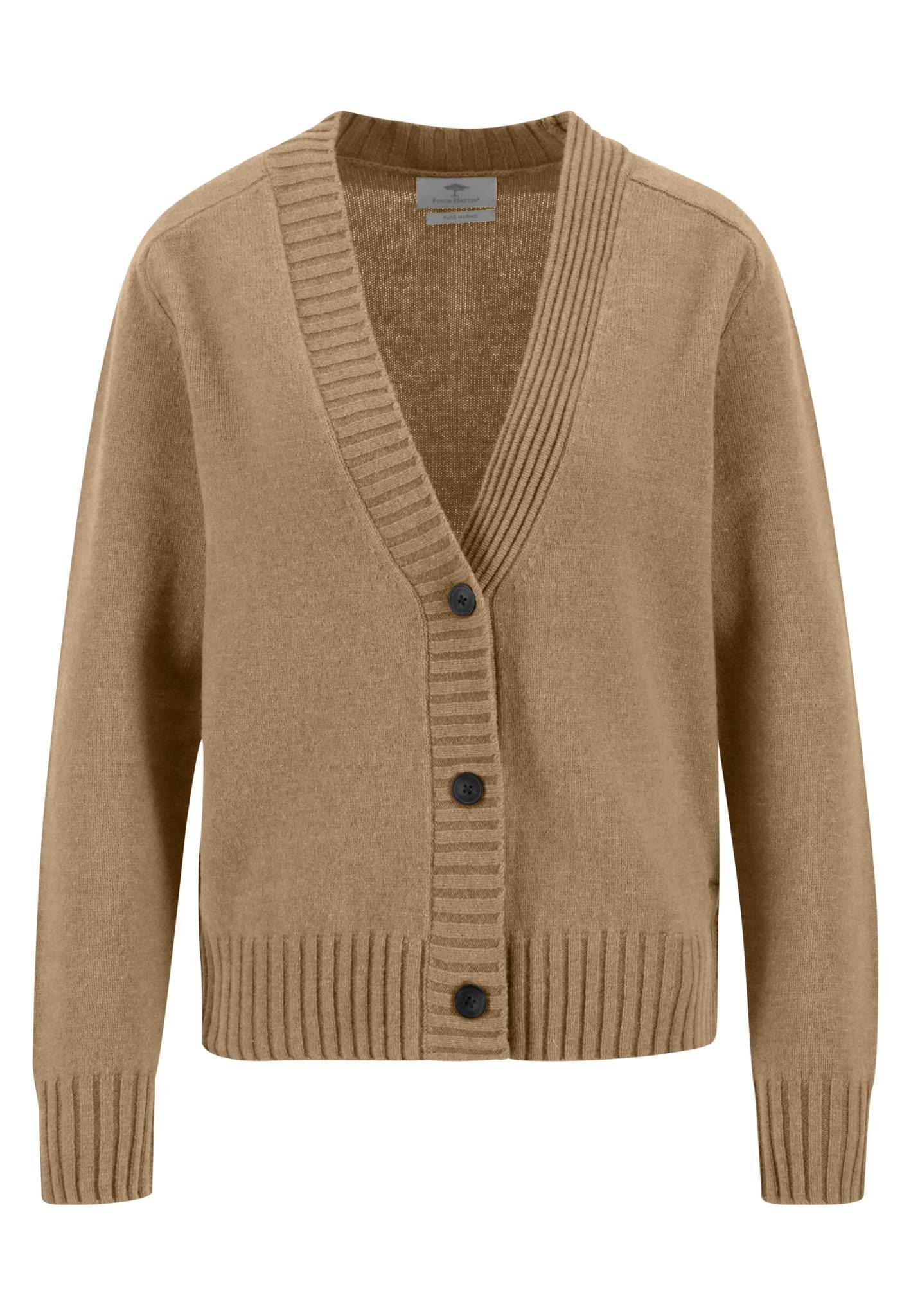 camel V-Ausschnitt mit Strickjacke tiefem FYNCH-HATTON