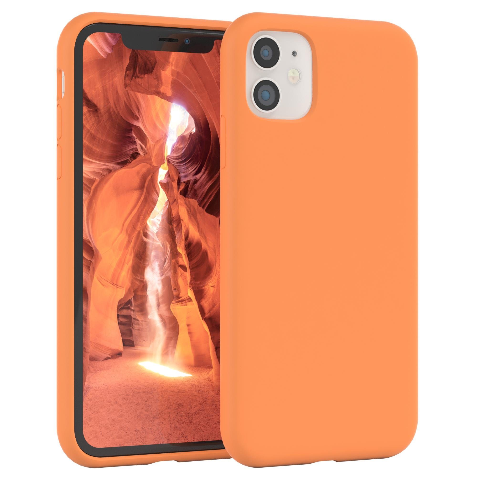 EAZY CASE Handyhülle Premium Silikon Case für Apple iPhone 11 6,1 Zoll, Case stoßfest Smart Slimcover mit Displayschutz Back Cover Etui Orange