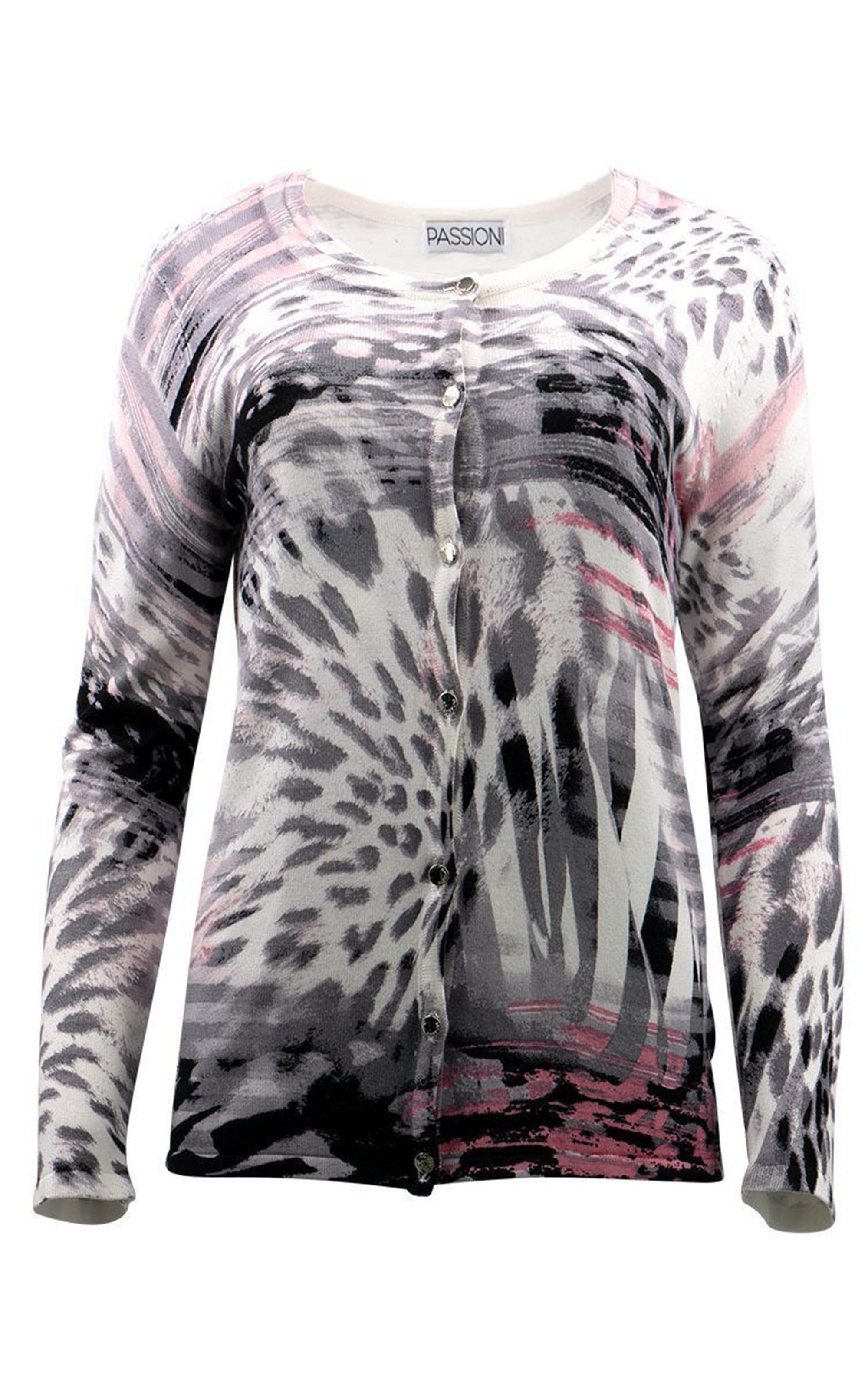 Passioni 2-in-1-Strickjacke Twinset mit abstrakten Animal Print günstig online kaufen