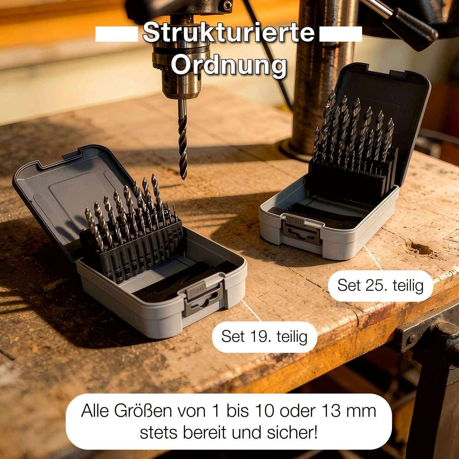 TWISTDRILL Bohrersatz Spiralbohrer Set HSS DIN 338 – 19-tlg. Metallbohrer 1-10mm, (25-tlg)