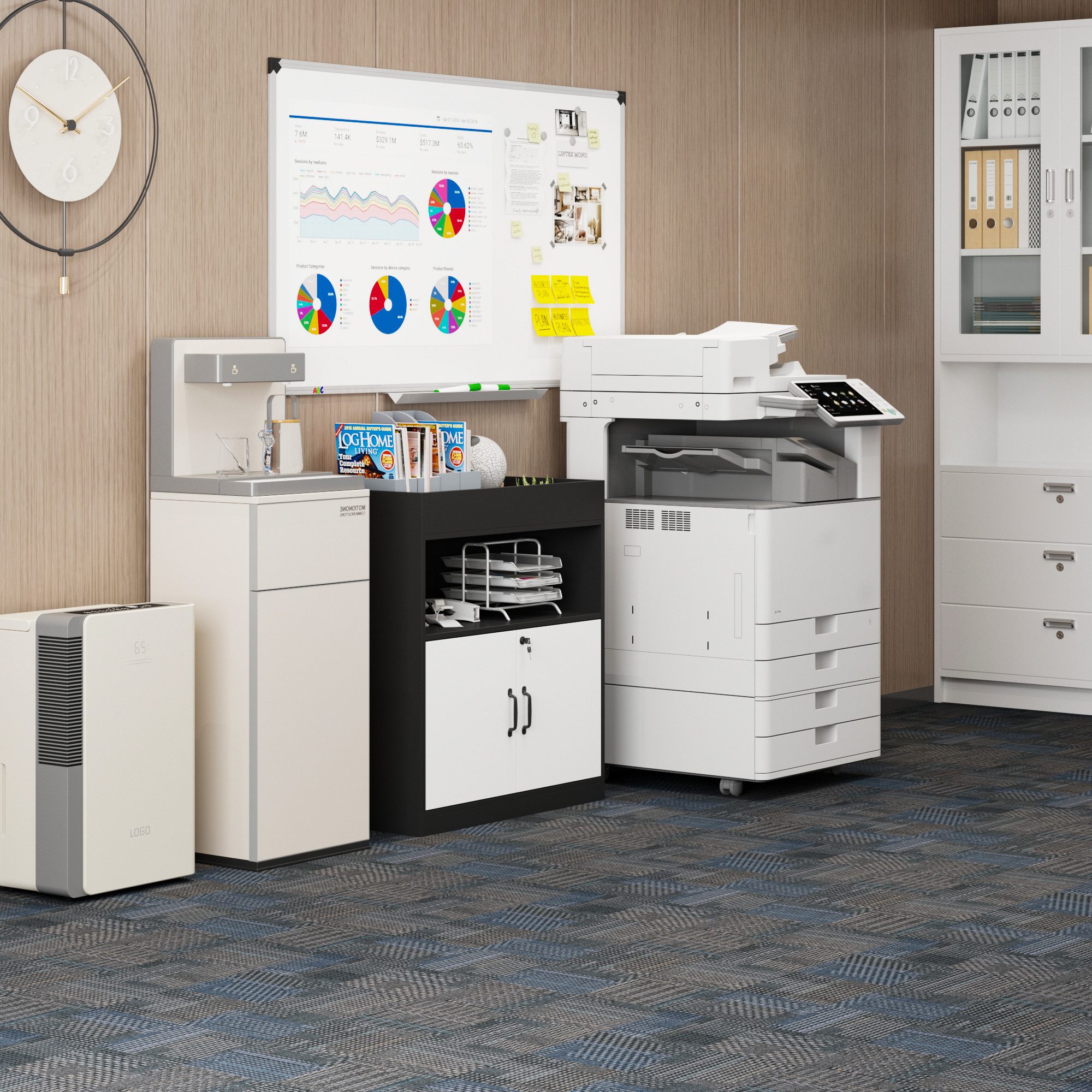 FUFU&GAGA Stauraumschrank Bücherschrank mit Schloss, schwarz-weiß, MDF, 80× günstig online kaufen