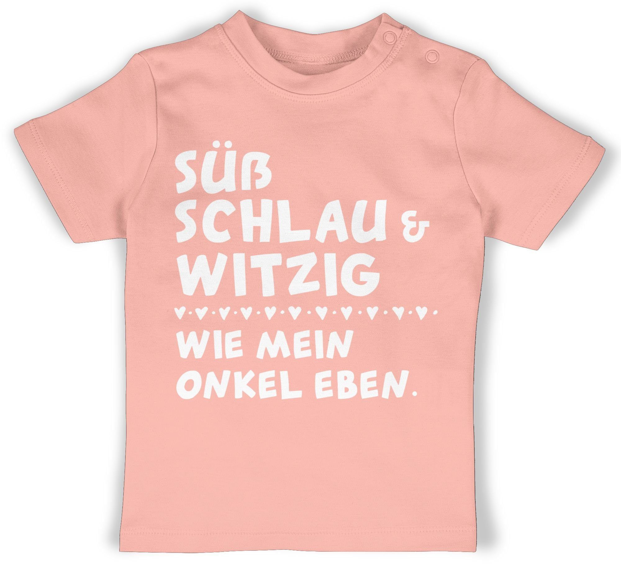 Shirtracer T-Shirt Süß schlau und witzig - wie mein Onkel eben - Weiß Sprüche Baby 1 Babyrosa