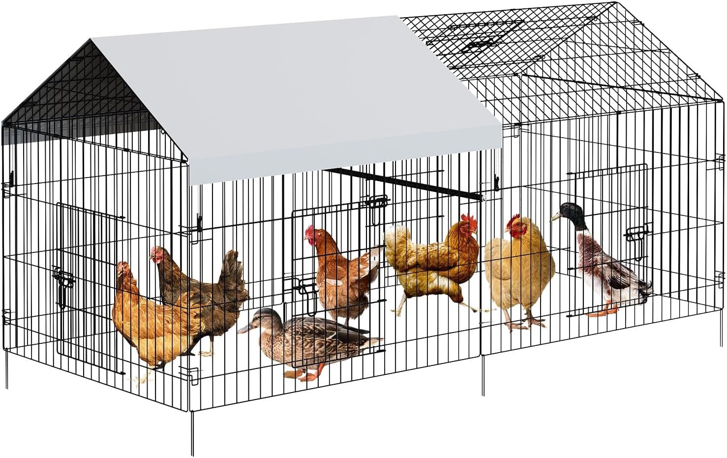 GarveeMore Freigehege Kleintiergehege Hühnerstall Freilaufgehege Außengehege, für Geflügel Hühnerhaus Geflügelstall Voliere