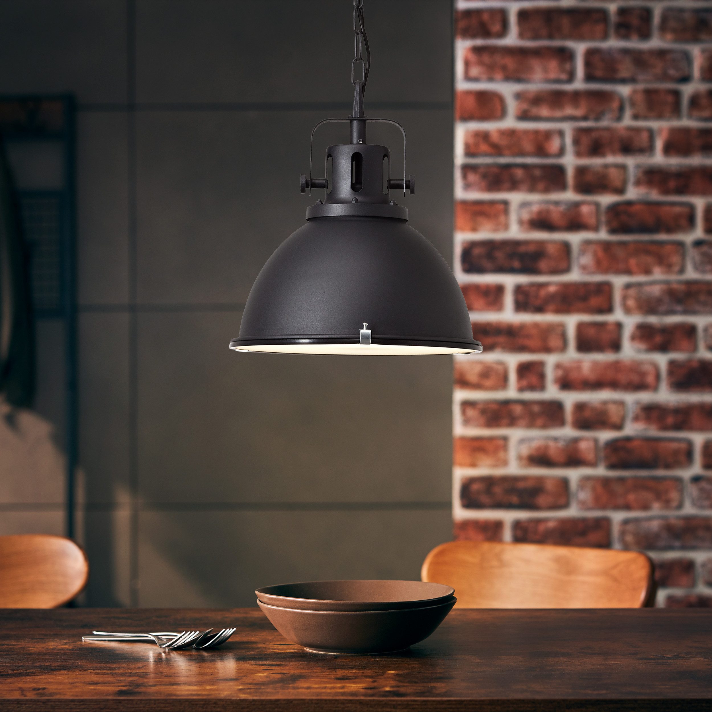 Lightbox Pendelleuchte, ohne Leuchtmittel, Hängelampe, kürzbar, 133 cm Höhe, Ø 38 cm, E27, max. 60 W, Metall/Glas