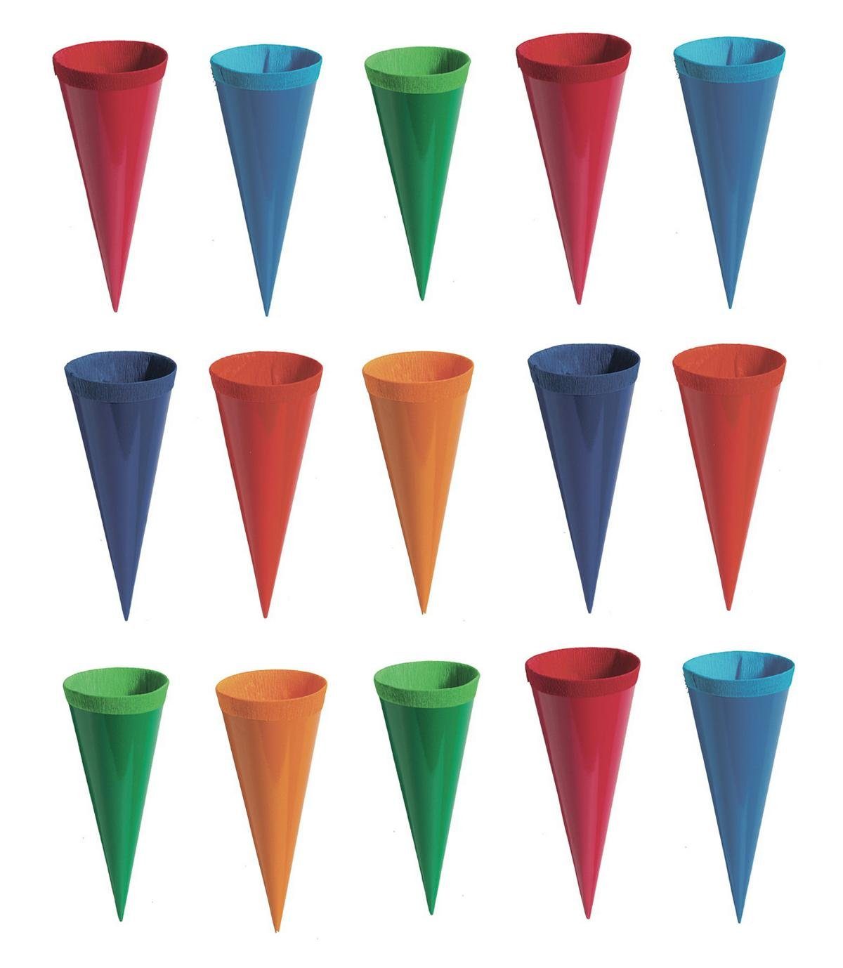 Stylex Schreibwaren Schultüte 15 Deko Schultüten / Länge: 12,5cm / 6 verschiedene Farben
