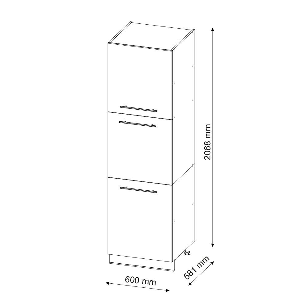 Vicco Hochschrank Fame-Line, Weiß Hochglanz/Weiß, 60 cm (1-St) – Bild 3 von 5