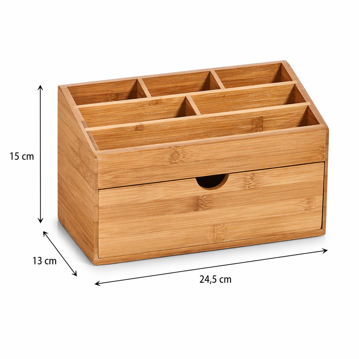 hausleben Organizer Schreibtisch Organizer aus Bambus mit Schublade 6 Fächer, 24,5x13x15cm (Set, 1 St., 1-teilig), 6 Fächer mit Schublade,24,5x13x15 cm – Bild 4 von 5