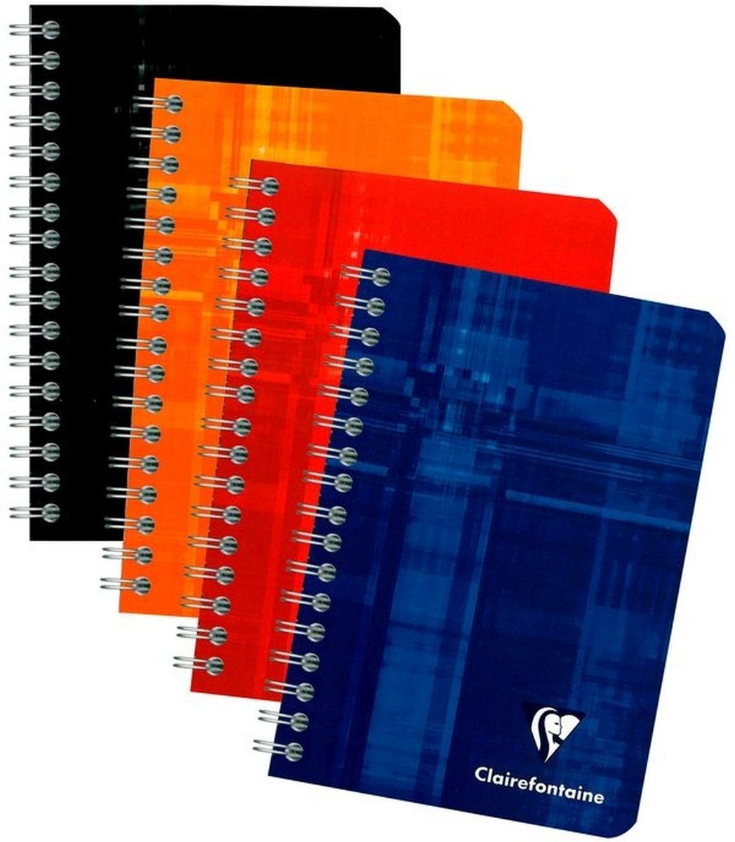 CLAIREFONTAINE Notizbuch Spiralheft 9x14cm kariert 90 Blatt farbig sortiert