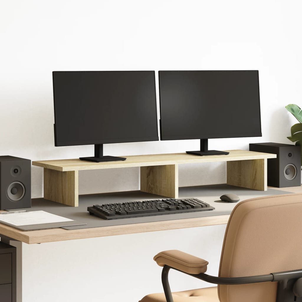 vidaXL Monitor-Halterung Monitorständer Sonoma Eiche 100x27x15 cm Spanplatte