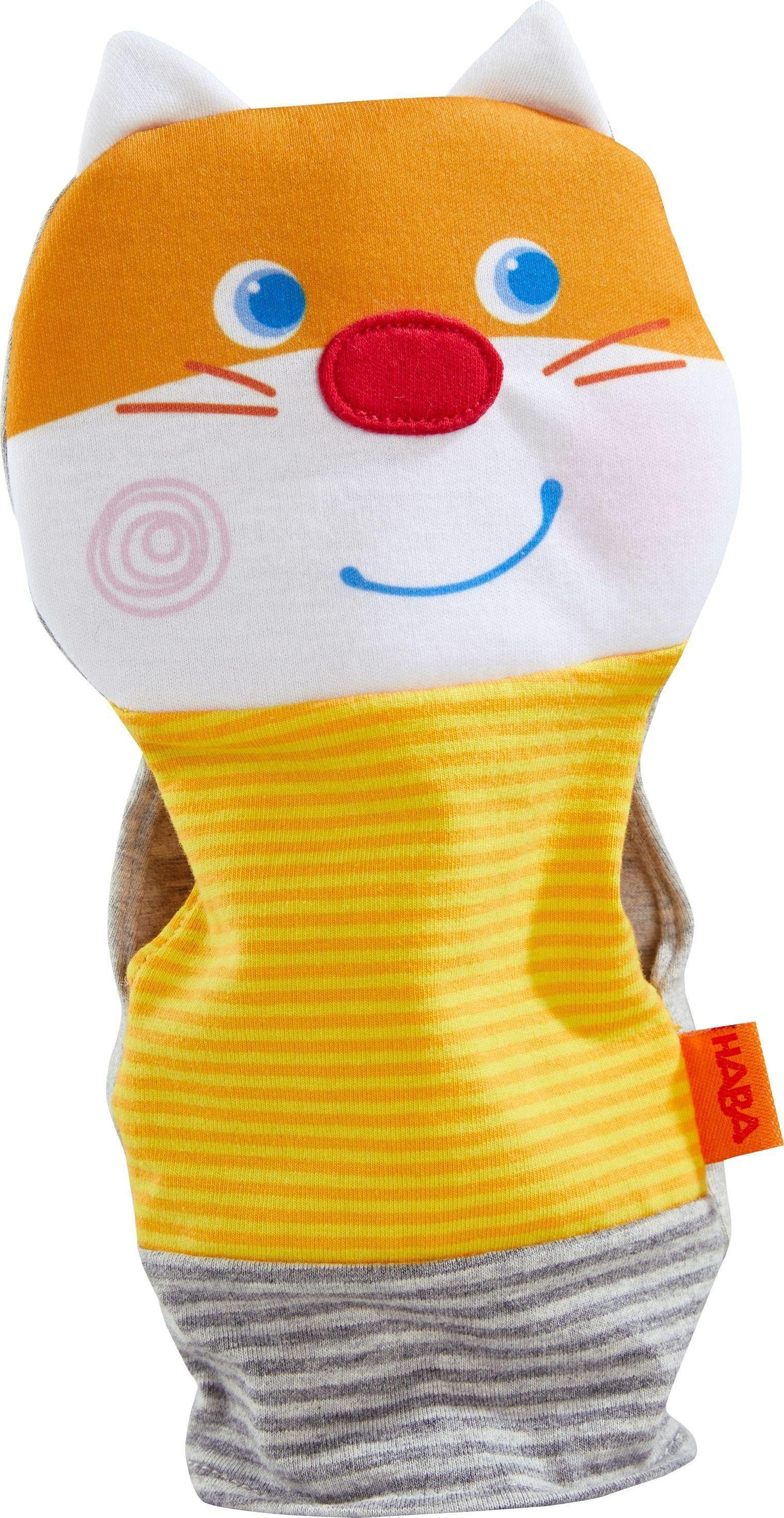 Haba Babypuppe HABA 306236 - Fingerspielpuppe Katze, Handpuppe, Stoff, 24 cm