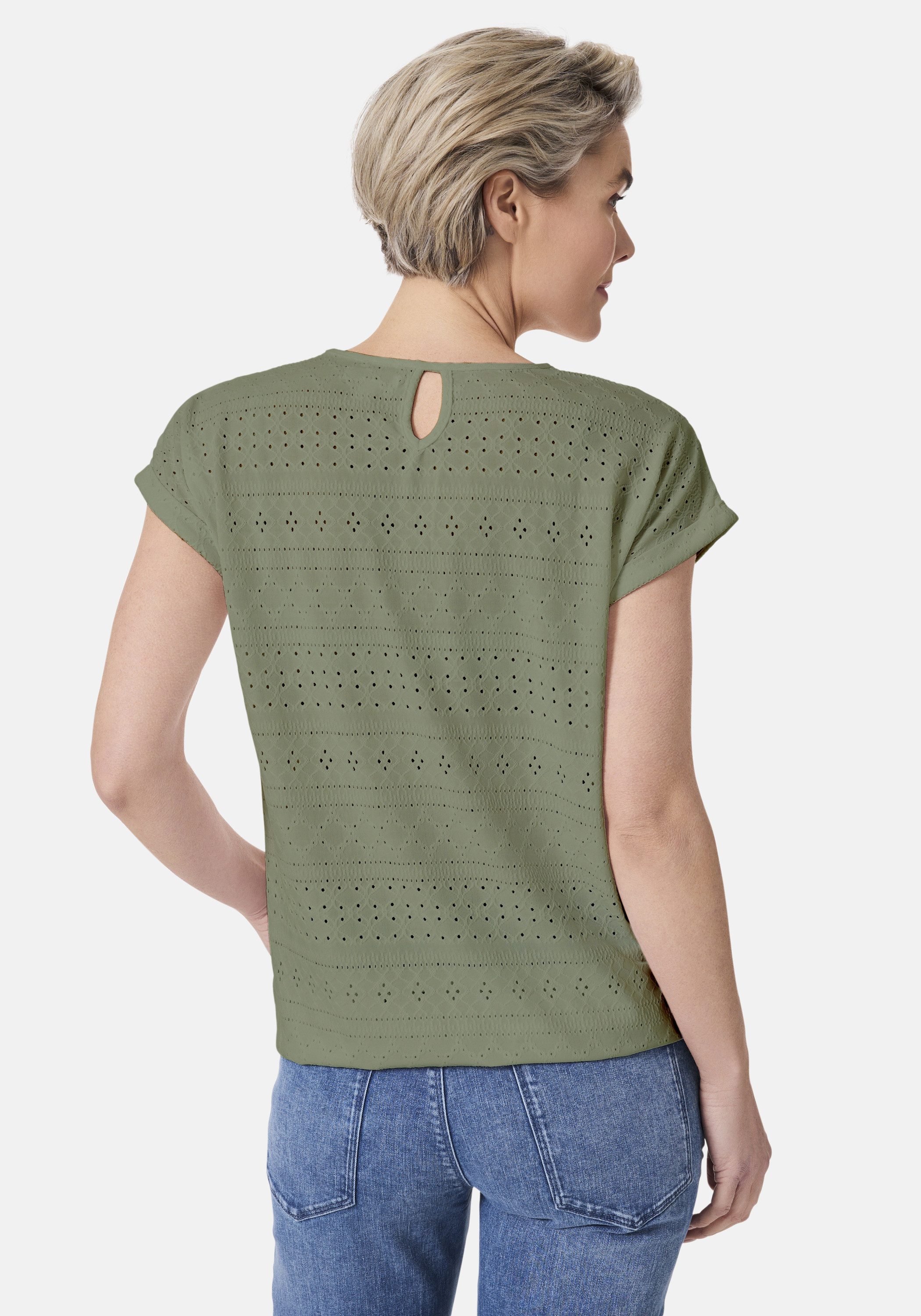 STOOKER WOMEN Kurzarmshirt STCLEA T-Shirt Regular Fit T-Shirt mit dezentem Ausbrenner für Damen