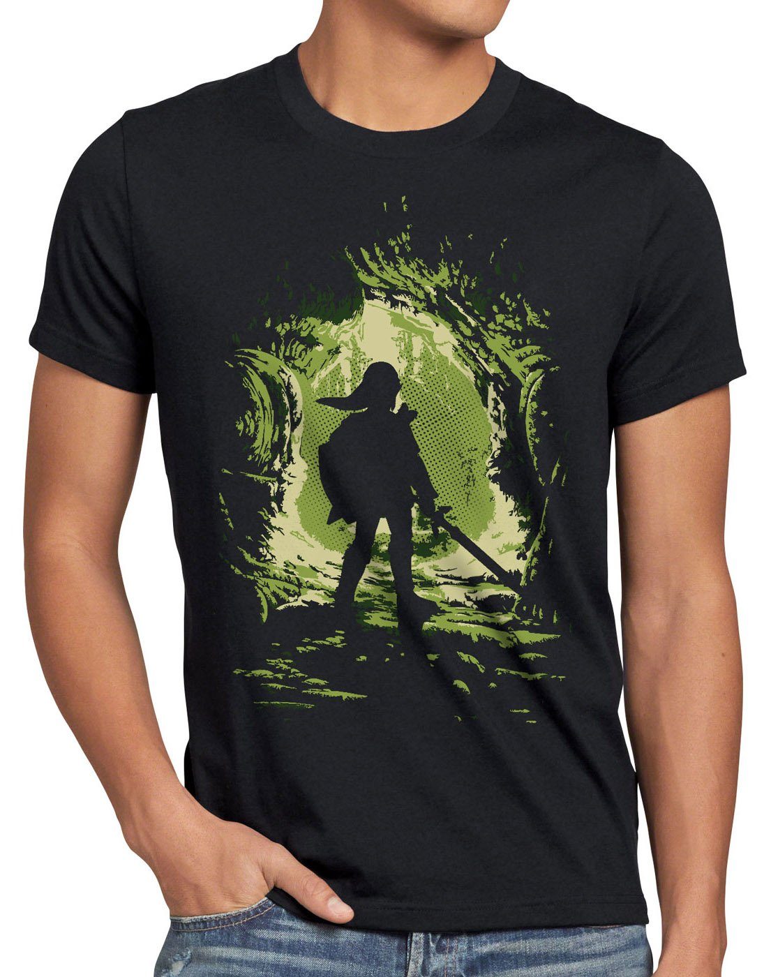 game T-Shirt gamer Herren Link schwarz Print-Shirt style3 switch boy Explorer hyrule Waker Wind Hyrule