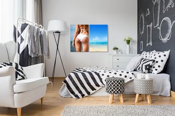 Sinus Art Leinwandbild 2 Bilder je 60x90cm Bikini Sexy Meer Segelboot Horizont Traumurlaub Sommer