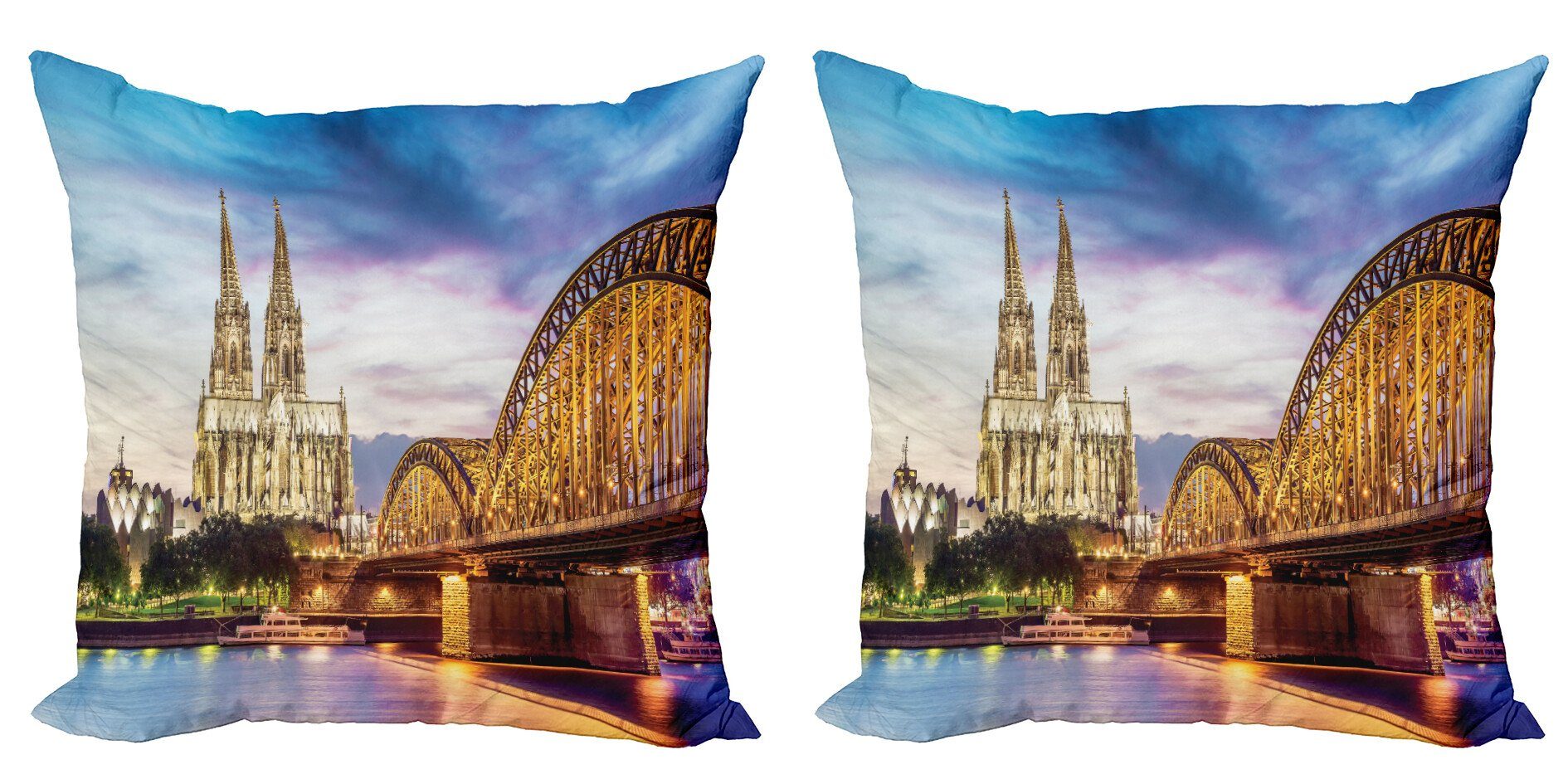 Doppelseitiger Alte (2 Modern und europäisch Stück), Brücke Rhein Accent Digitaldruck, Kissenbezüge Abakuhaus