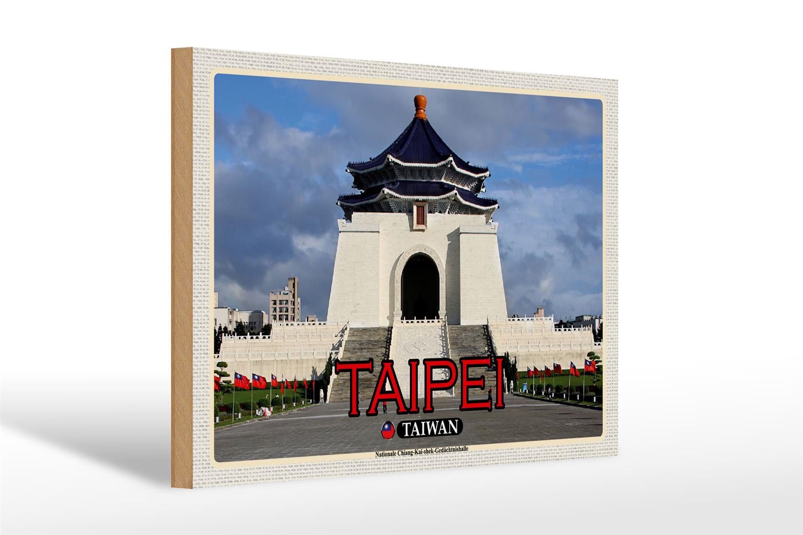 Femer GmbH Holzbild Reise 30x20cm Taipei Taiwan Nationale Chiang-Kai-shek, (1 St), Glatte Holzfaserplatte (MDF), vorn beschichtet