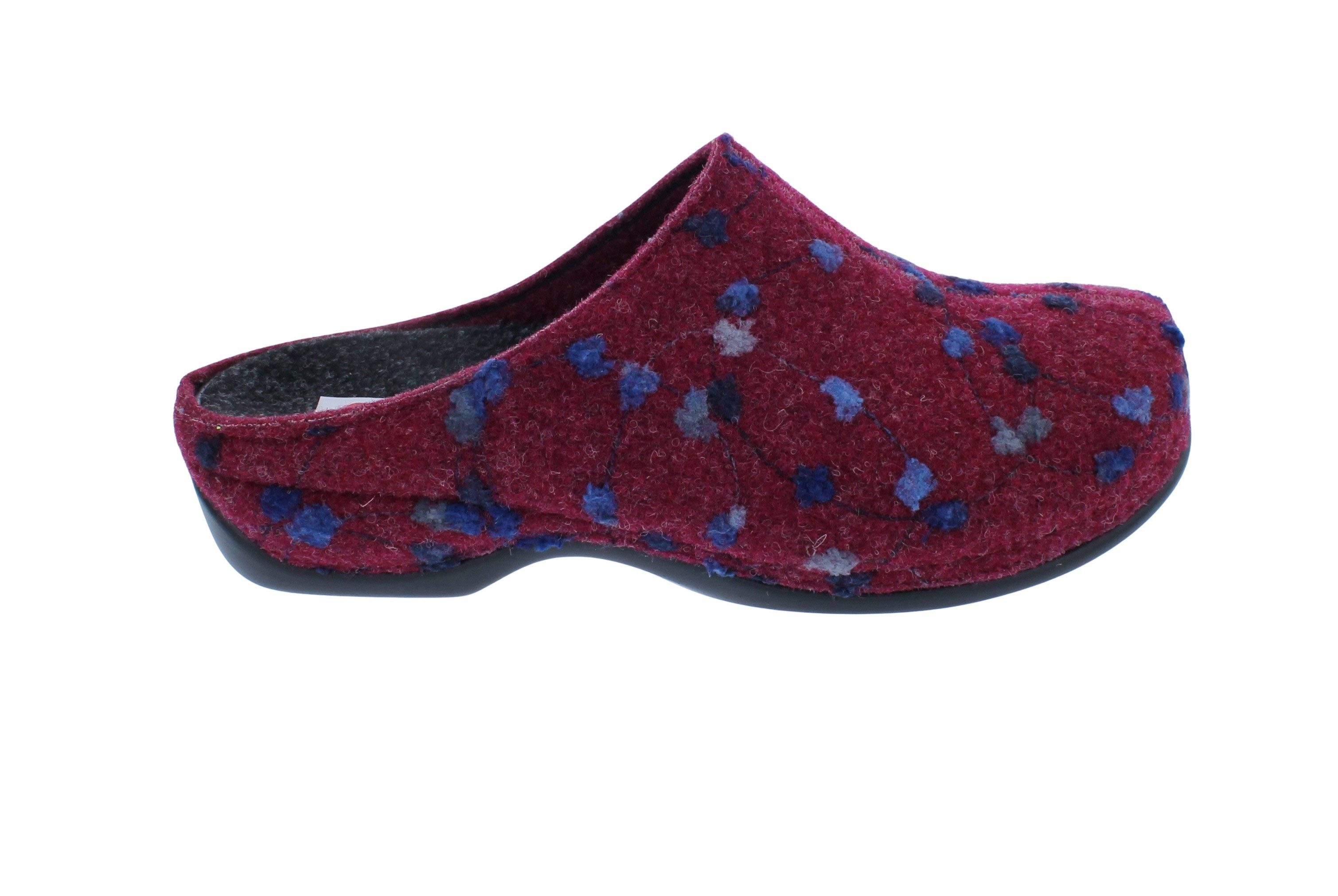BERKEMANN Berkemann Donata Hausschuh 1028-184, rot / Tupfen, Filz, Weite H, Wech Pantoffel