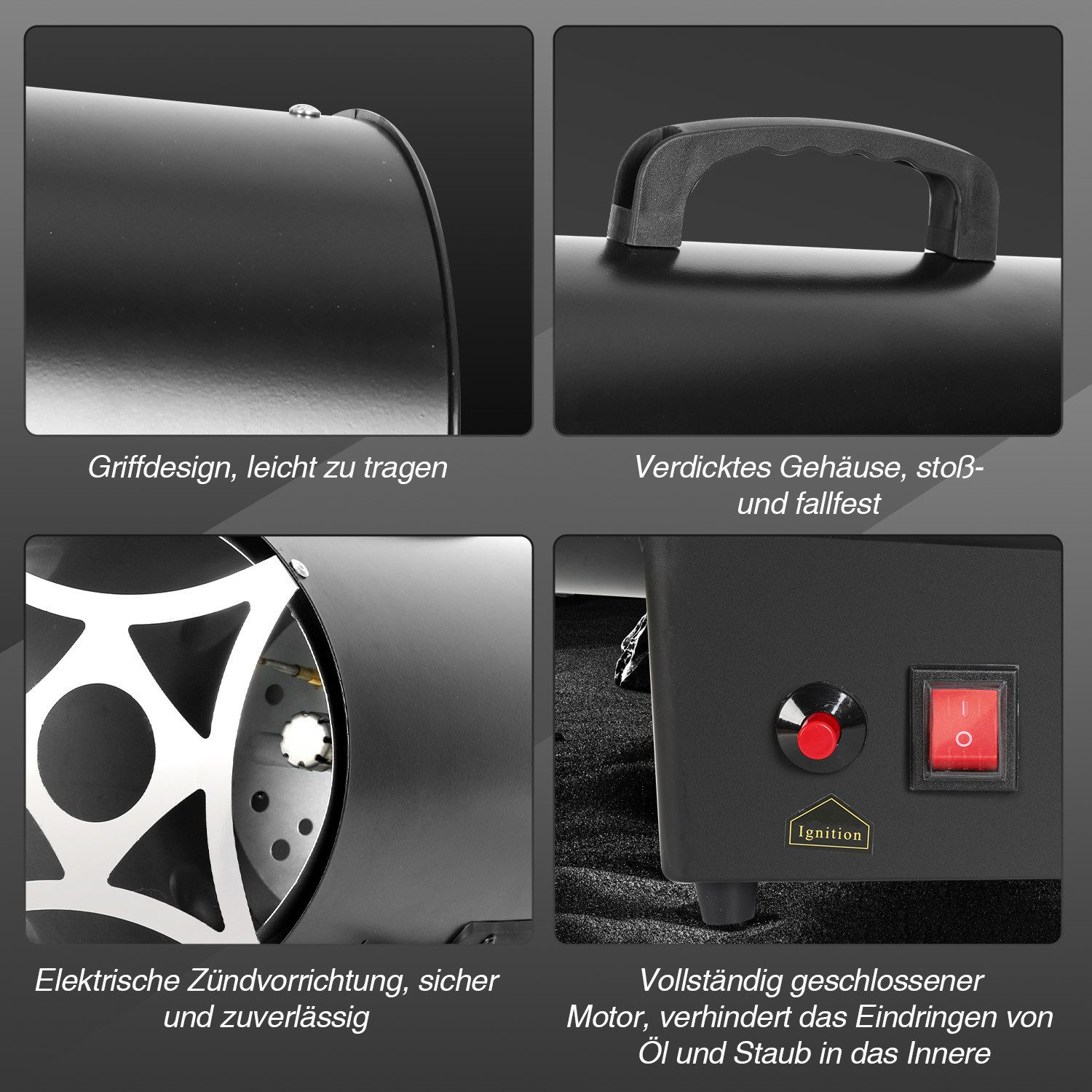 Clanmacy Heizlüfter 10KW Gasheizgebläse Gasheizer Heizgerät Gasstrahler Gas Heizgebläse, 10000 W, Gasheizer Heizgebläse Baustellen Druckregler