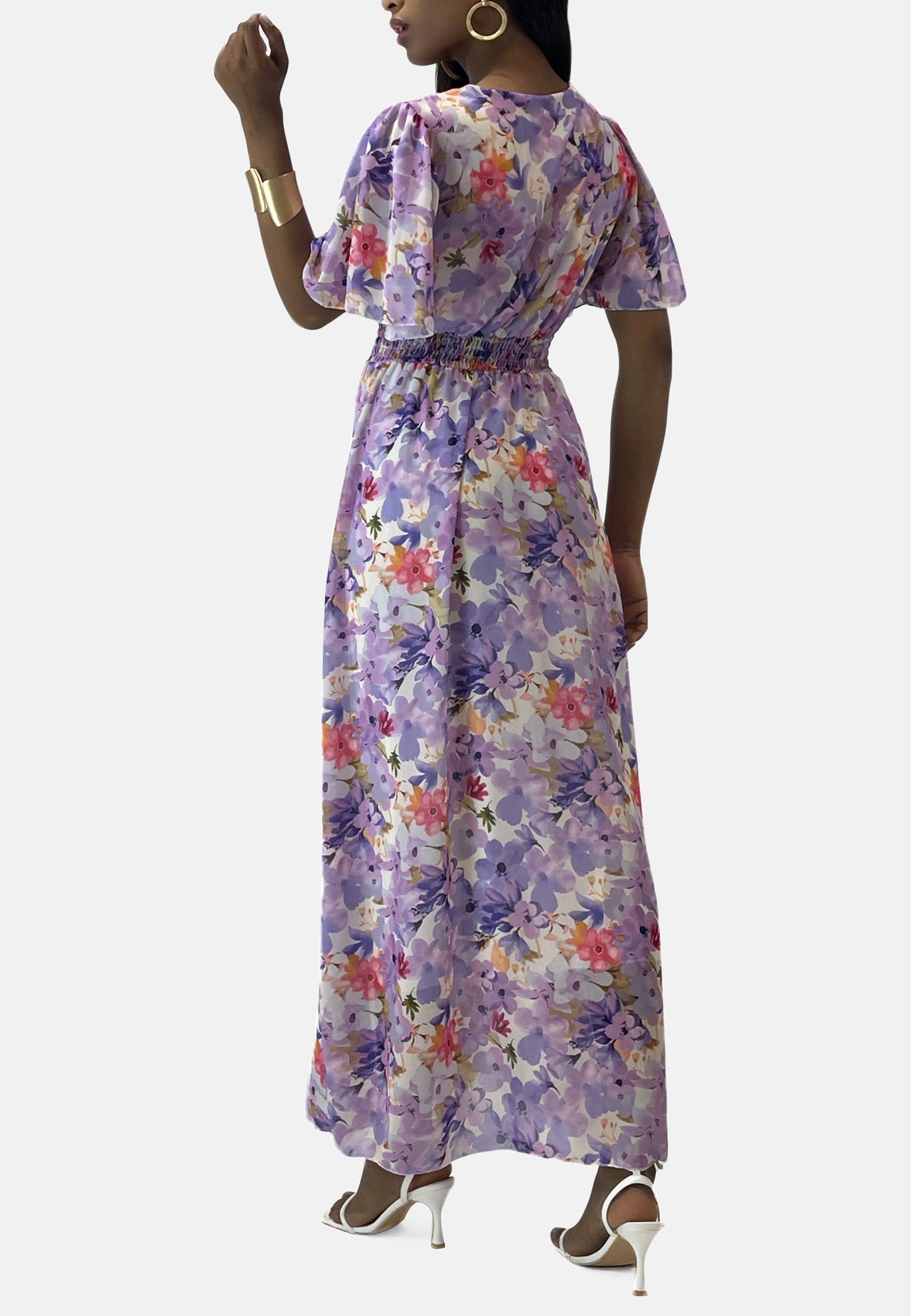 Elara Maxikleid Sommer-Maxikleid mit V-Ausschnitt (1-tlg)