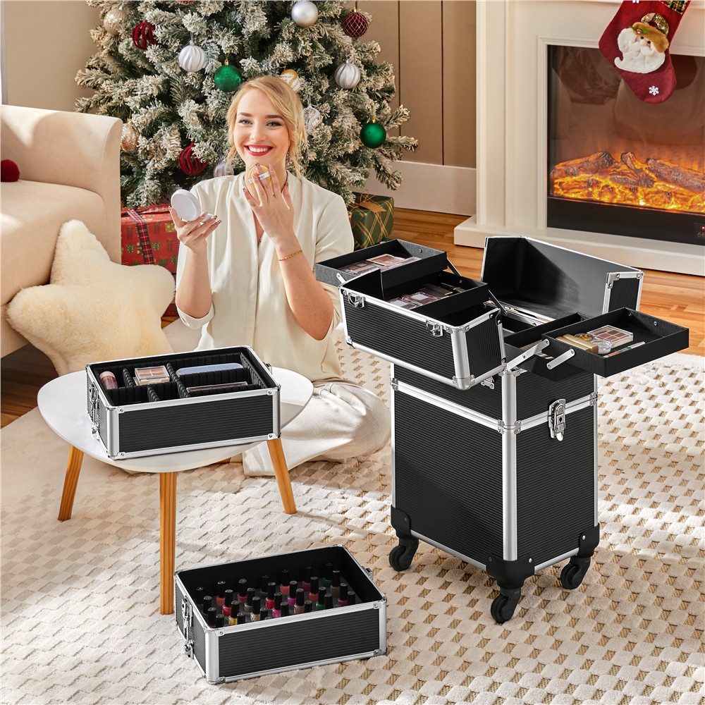 Yaheetech Kosmetikkoffer, 5-in-1 Aluminium Abschließbarer Schminkkoffer mit günstig online kaufen