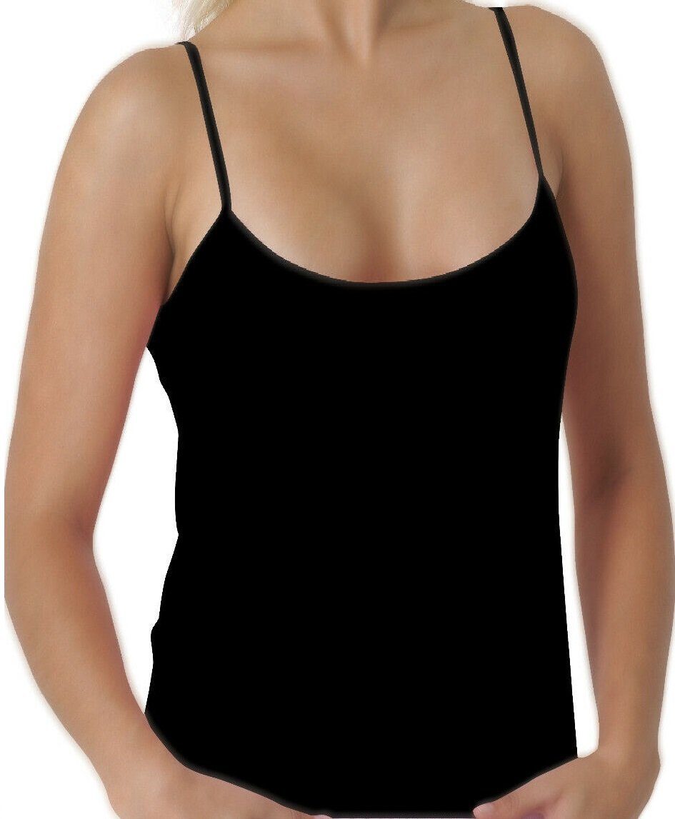100% Tanktop Unterhemd weicher cwonlineshop 4-St) Feinripp-Qualität Schwarz 4 Stück, (Spar-Set Baumwolle Damen aus (A517-18)