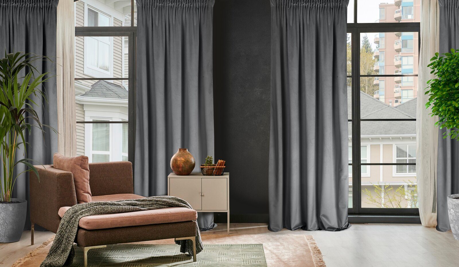 Design91 Vorhang Samtvorhänge 140x270 cm 135x300 cm (1 St), Kräuselband, blickdicht, Samt, Wohnzimmer Tunnelzug