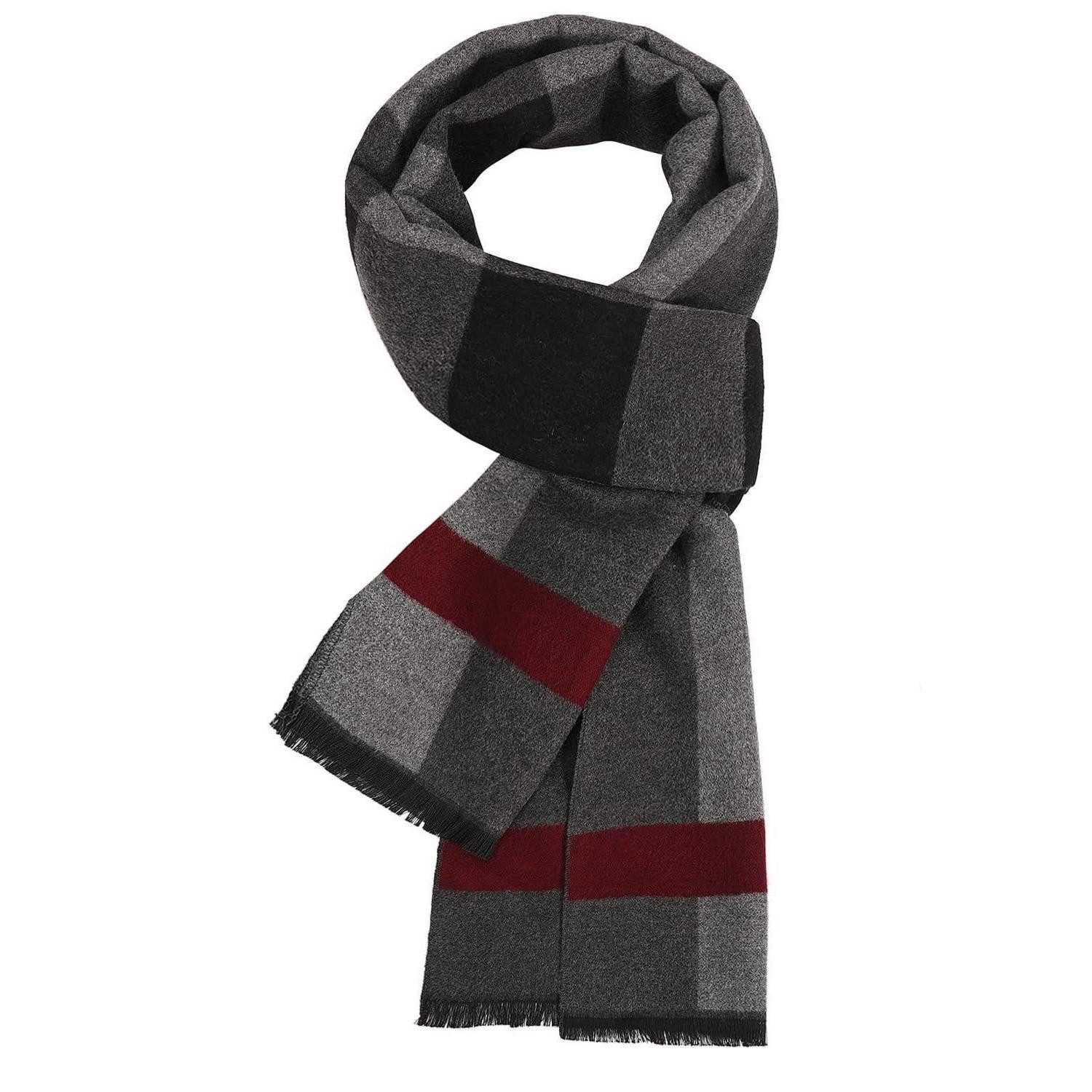LuxusKollektion Strickschal Herrenschal kariert Grau 180x30cm, (1-St)