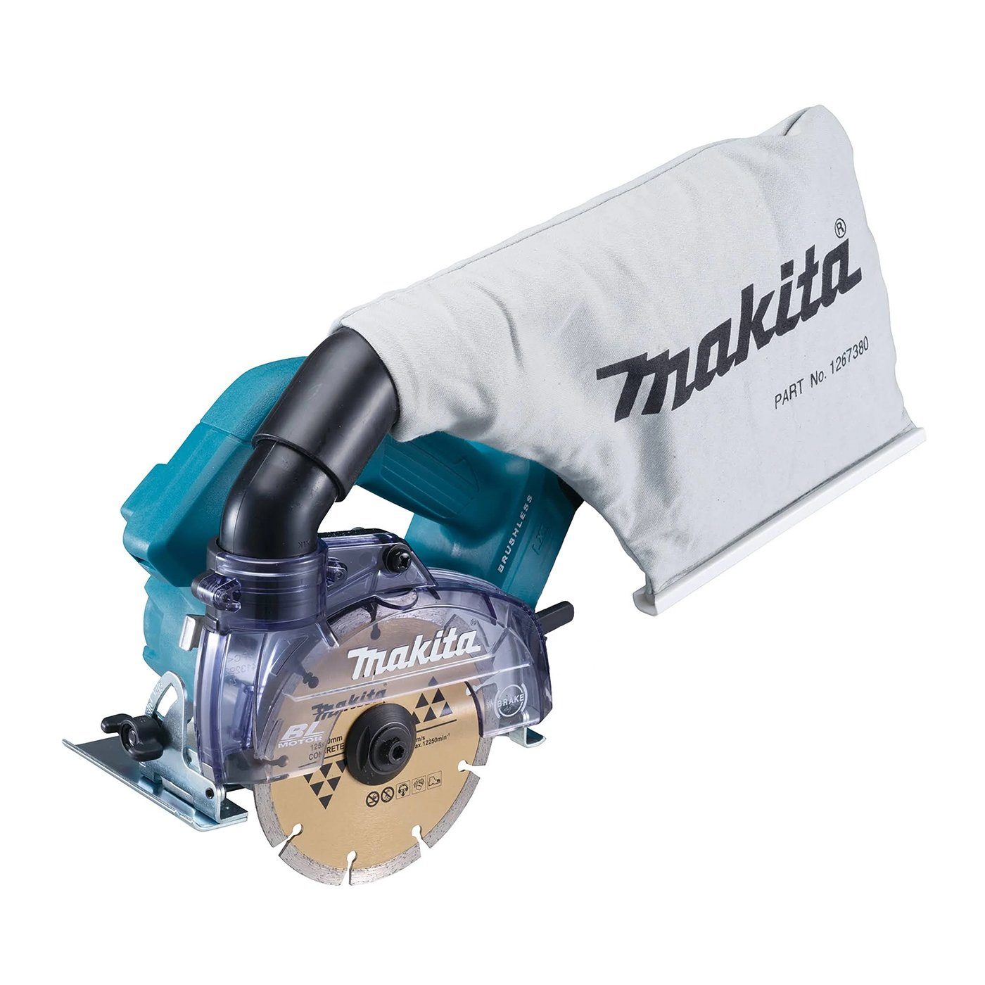 Makita Trennschneider DCC500Z, 18 in v, 18 in V, Solo, ohne Akku und Ladegerät, AWS-Schnittstelle, 360° drehbarer Absaugstutzen