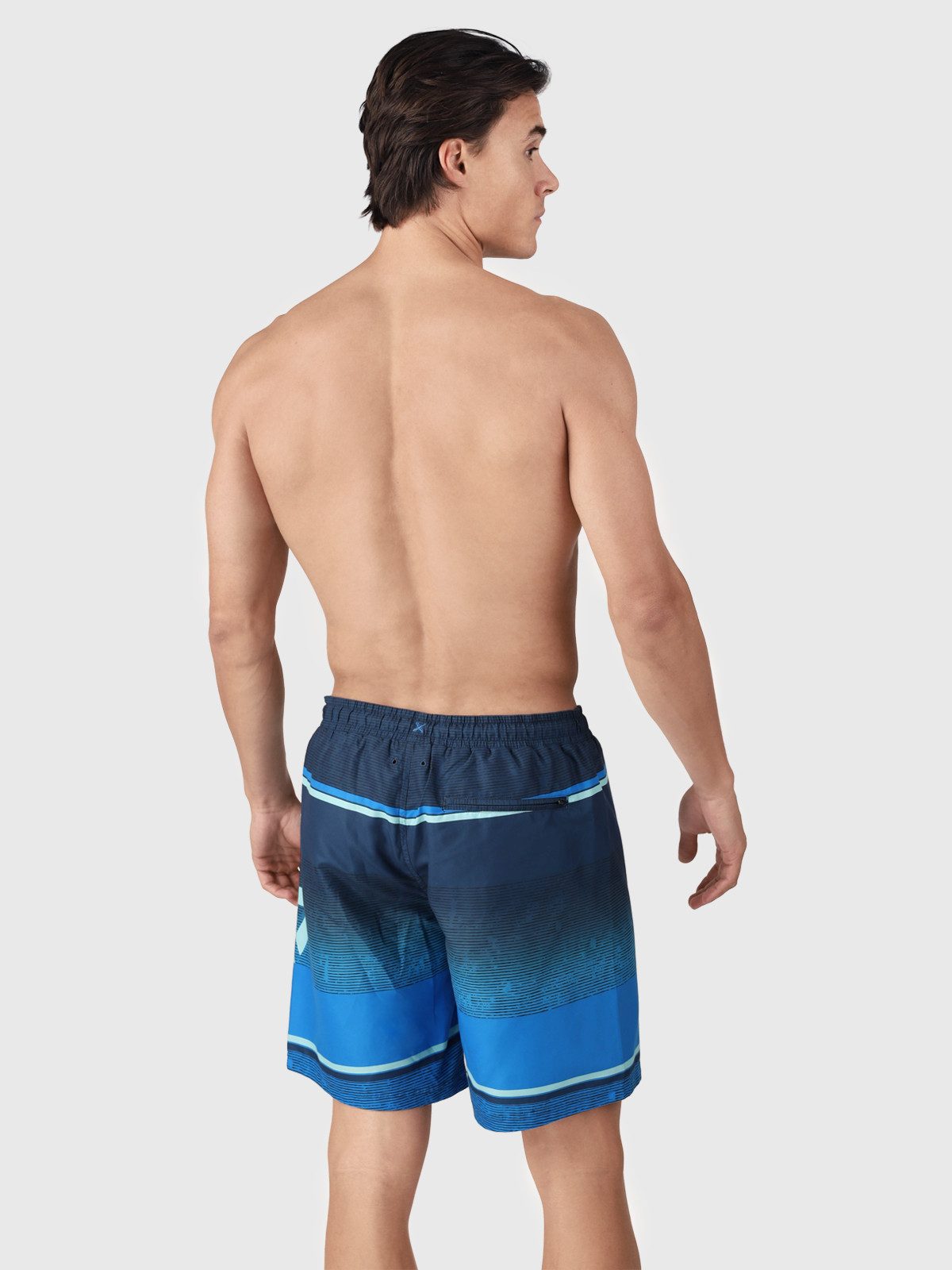 Brunotti Badeshorts Maros Men Swim Shorts Destroy Stripes Neon Blue