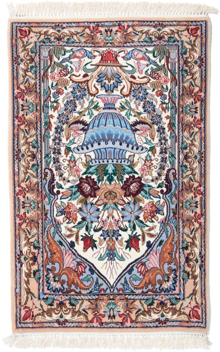 Orientteppich Isfahan Seidenkette 68x107 Handgeknüpfter Orientteppich, Nain Trading, rechteckig, Höhe: 6 mm